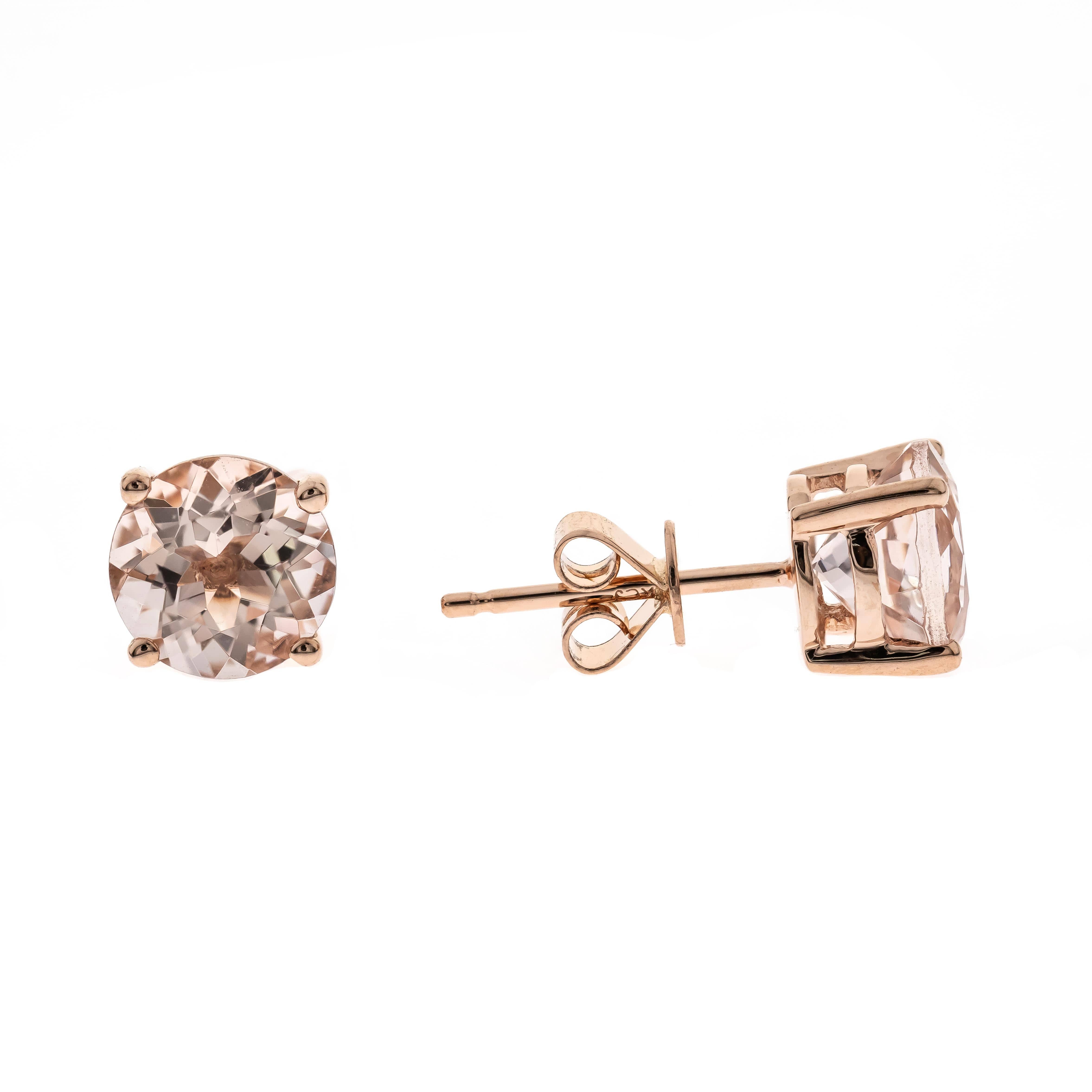 CLA EARRINGS Morganite Stud Earrings in 14K Rose Gold