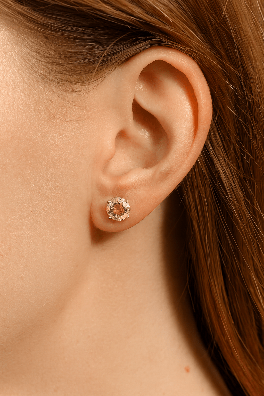CLA EARRINGS Morganite Stud Earrings in 14K Rose Gold