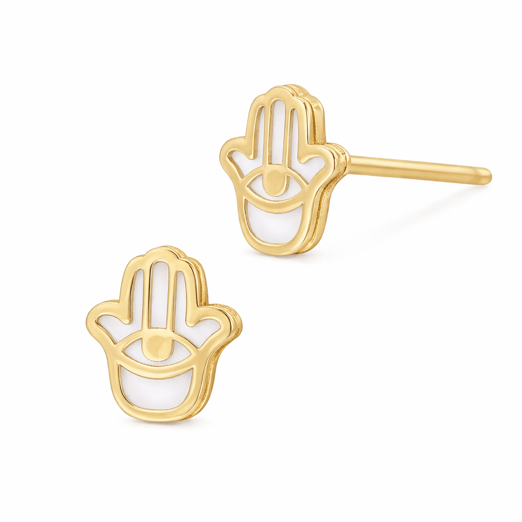 Curated Los Angeles Earrings Mother of Pearl Hamsa Stud Earring