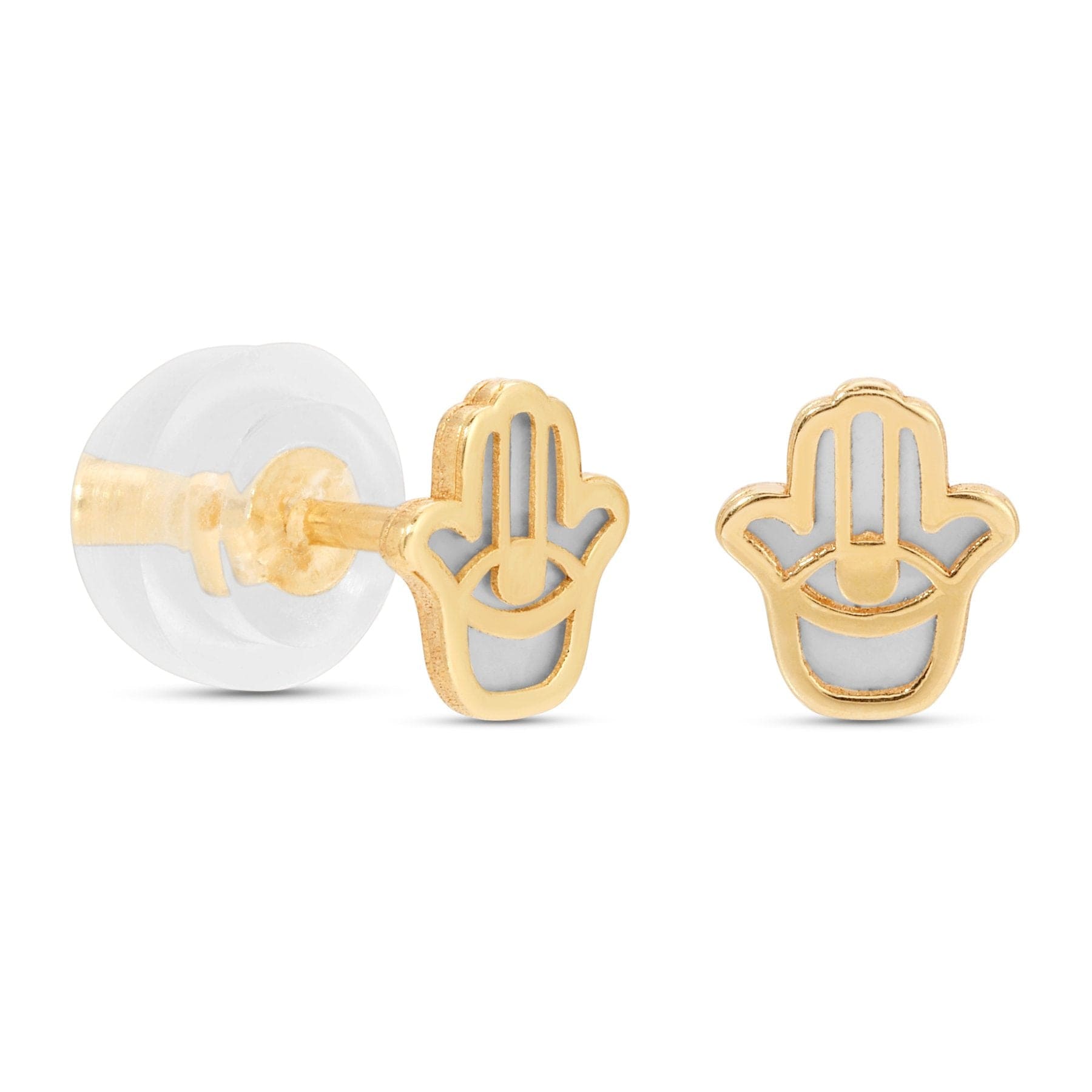 Curated Los Angeles Earrings Mother of Pearl Hamsa Stud Earring