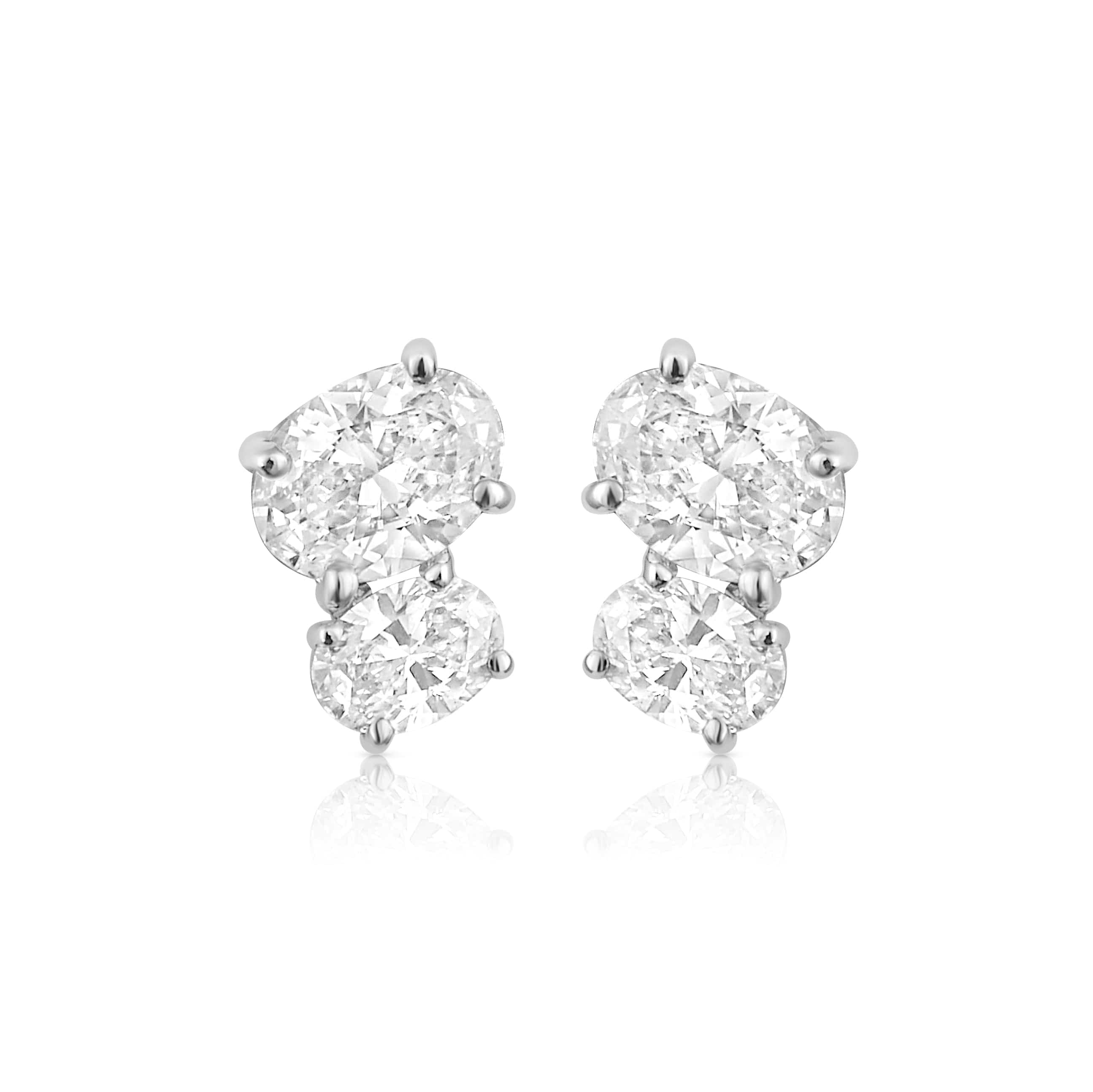 CLA EARRINGS Oval Duo Diamond Yellow Gold Stud Earrings