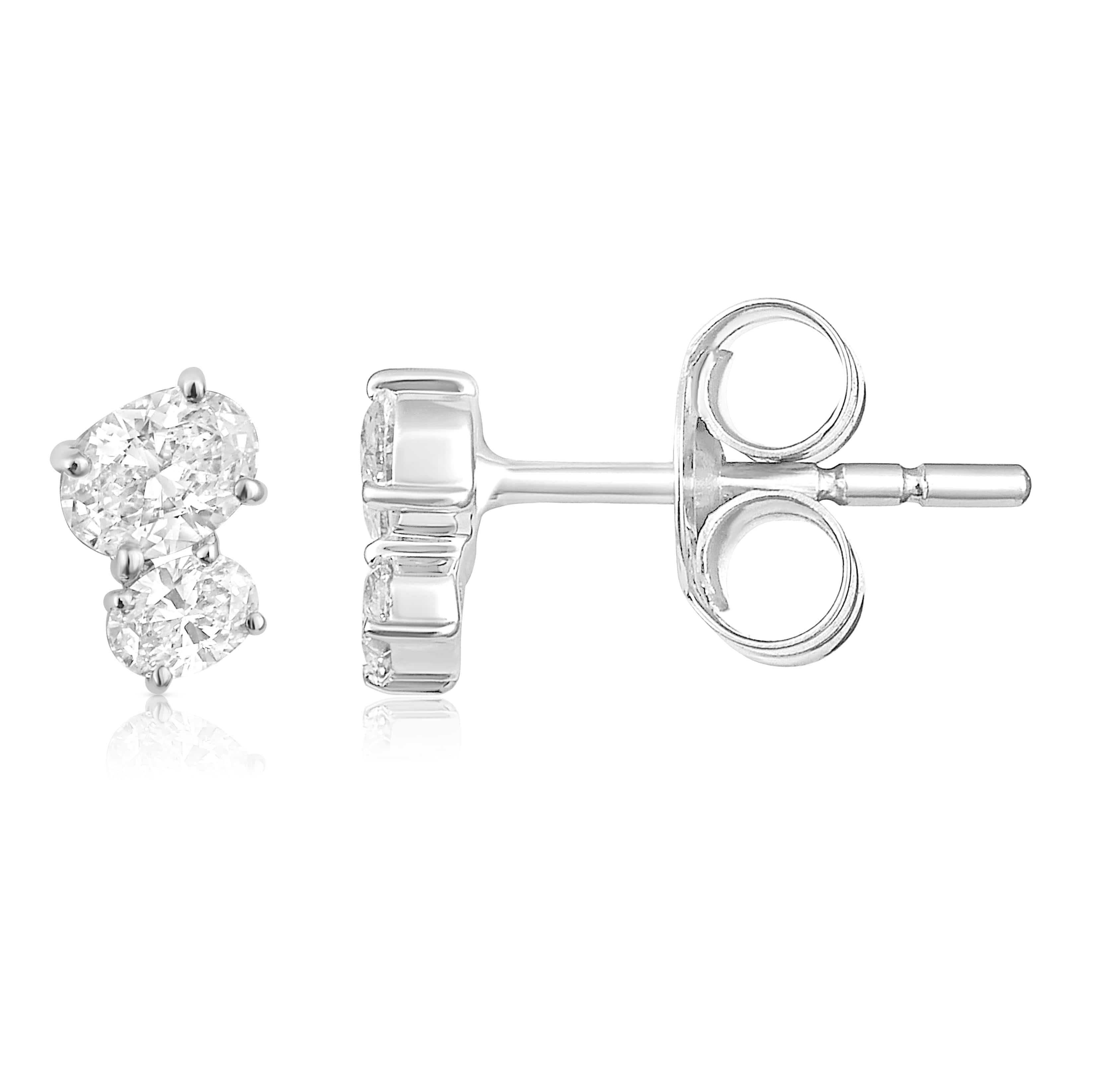 CLA EARRINGS Oval Duo Diamond Yellow Gold Stud Earrings