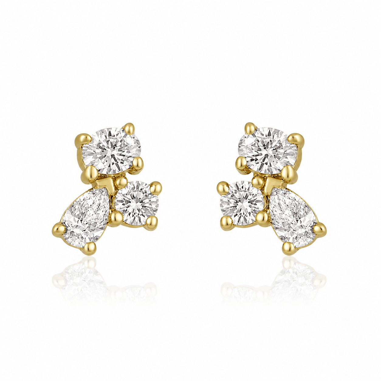 Curated Los Angeles EARRINGS Oval Pear Round Diamond Stud Earrings