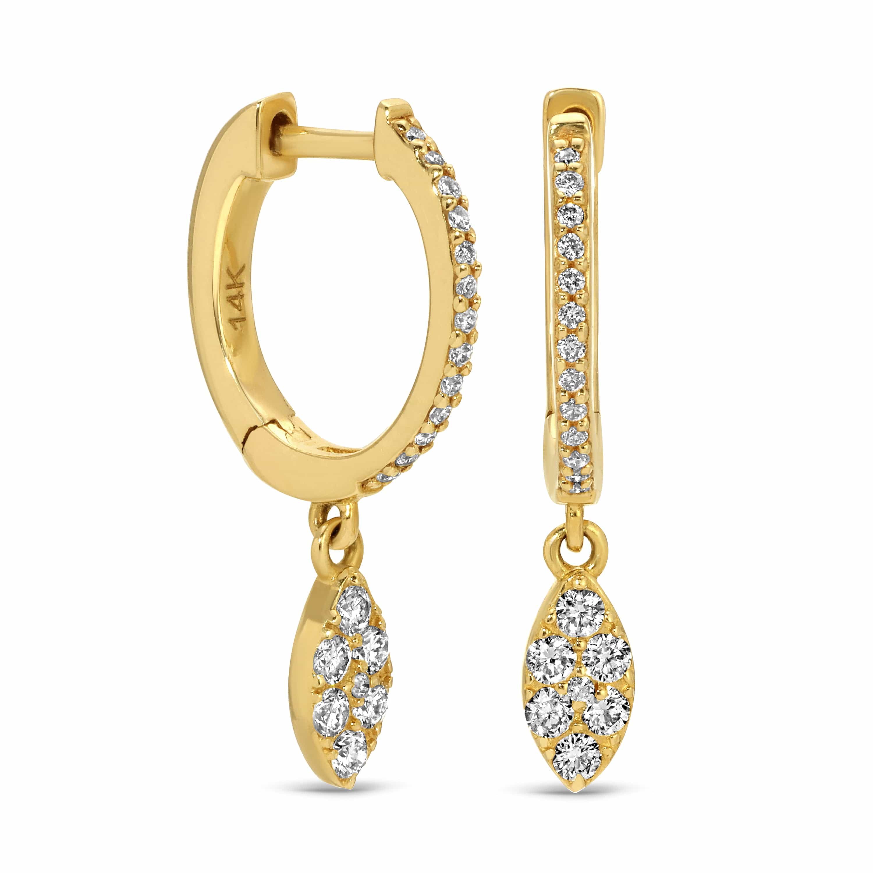 Curated Los Angeles EARRINGS Pave Diamond Huggie with Marquise Drop