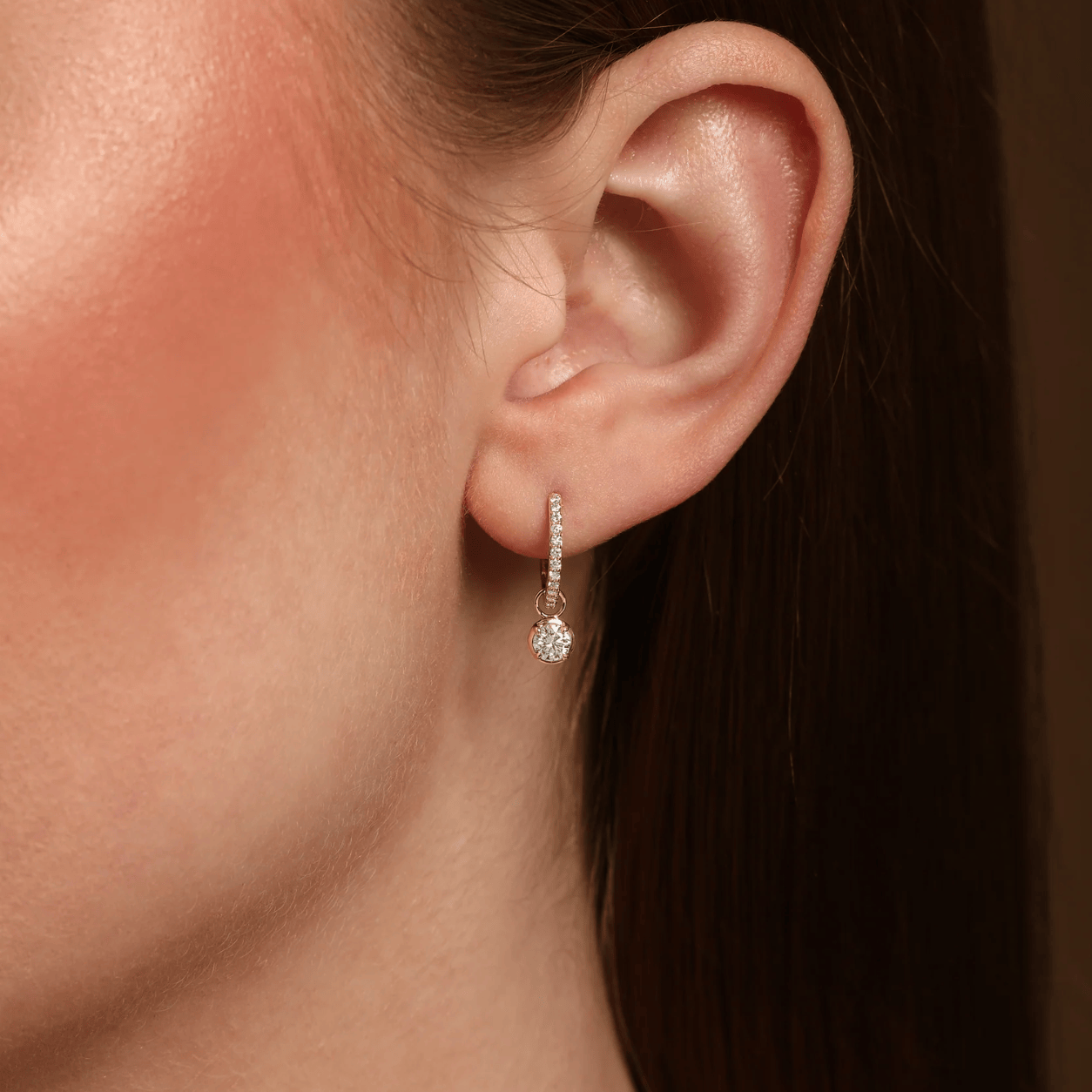 Curated Los Angeles EARRINGS Pave Solitaire Diamond Drop Huggie Earrings