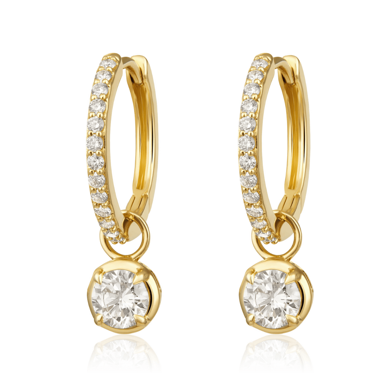 Curated Los Angeles EARRINGS Pave Solitaire Diamond Drop Huggie Earrings