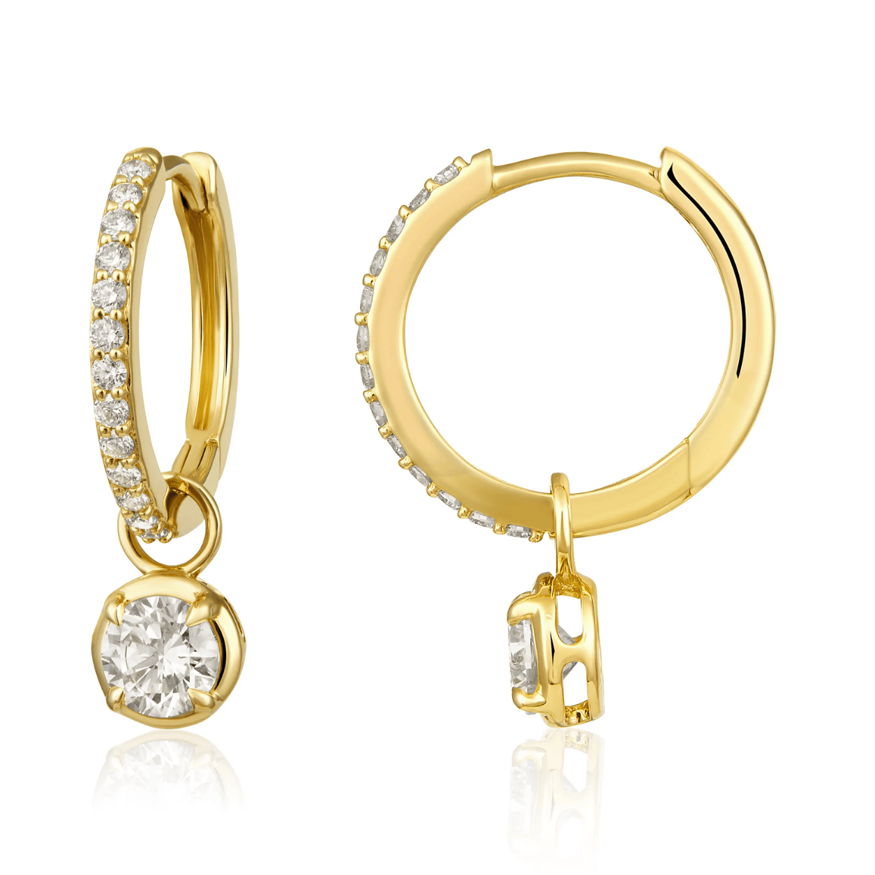 Curated Los Angeles EARRINGS Pave Solitaire Diamond Drop Huggie Earrings