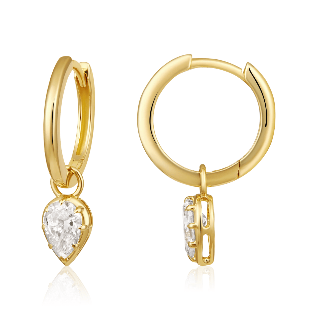 Curated Los Angeles EARRINGS Pear Diamond Drop Huggie Earrings