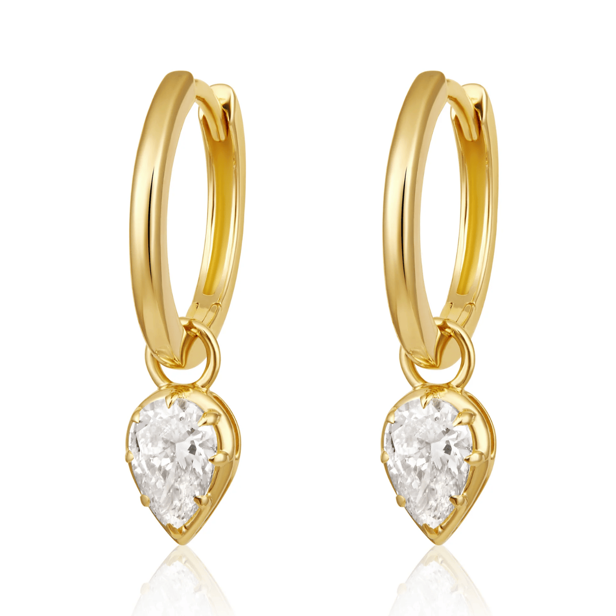 Curated Los Angeles EARRINGS Pear Diamond Drop Huggie Earrings