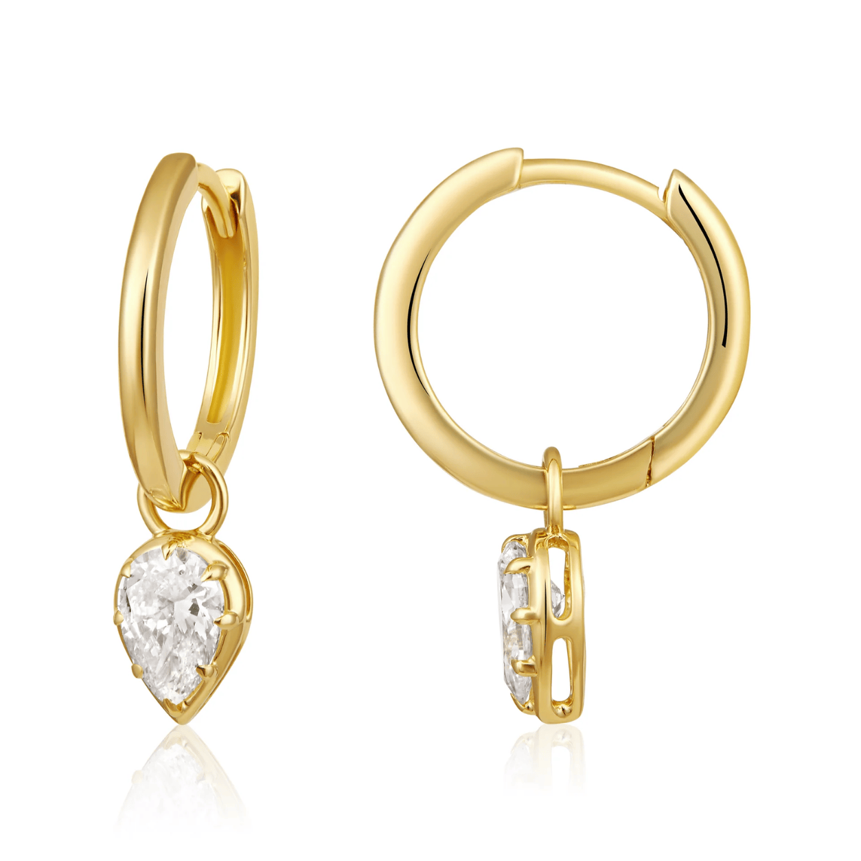 Curated Los Angeles EARRINGS Pear Diamond Drop Huggie Earrings