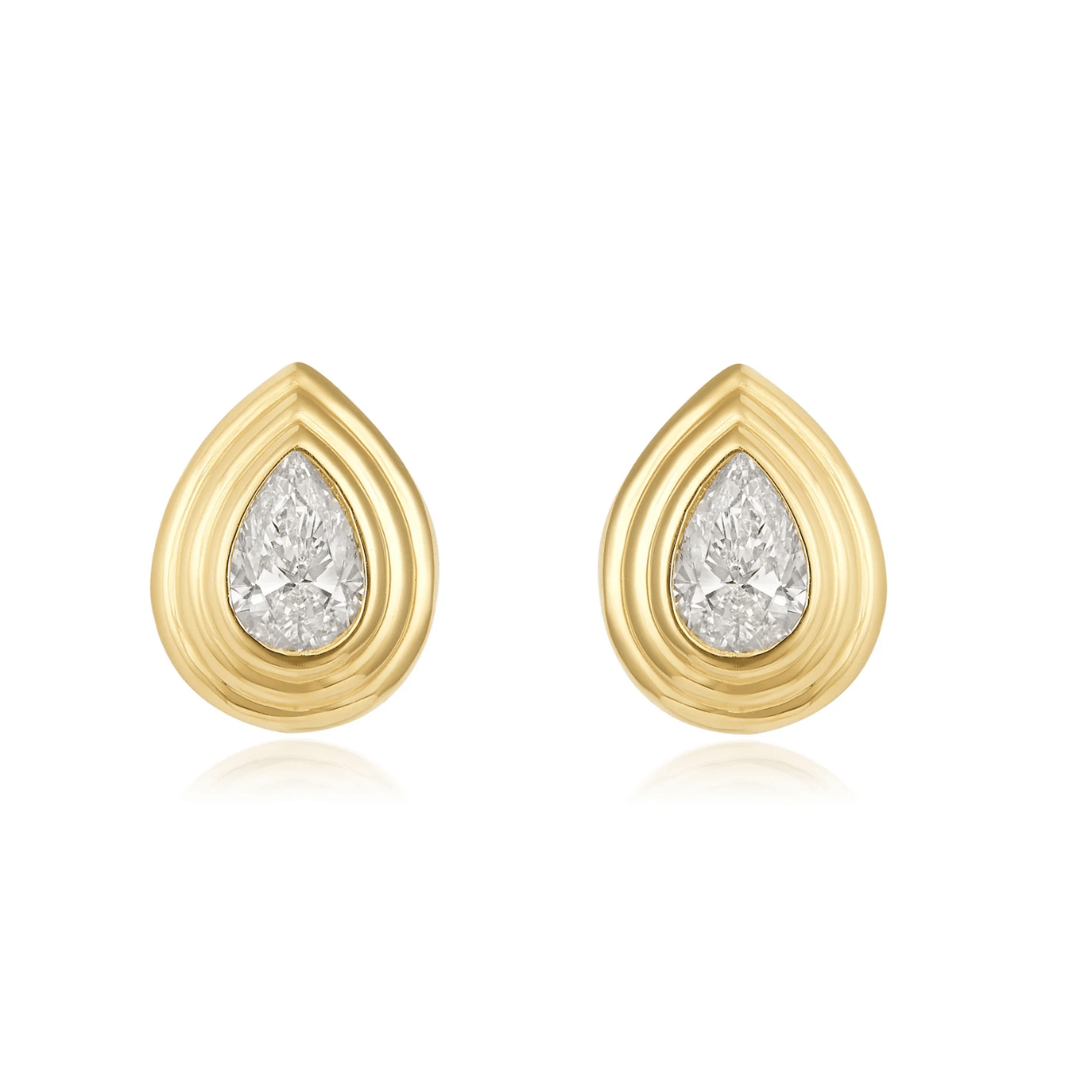 Curated Los Angeles EARRINGS Pear Diamond Fluted Bezel Stud Earrings