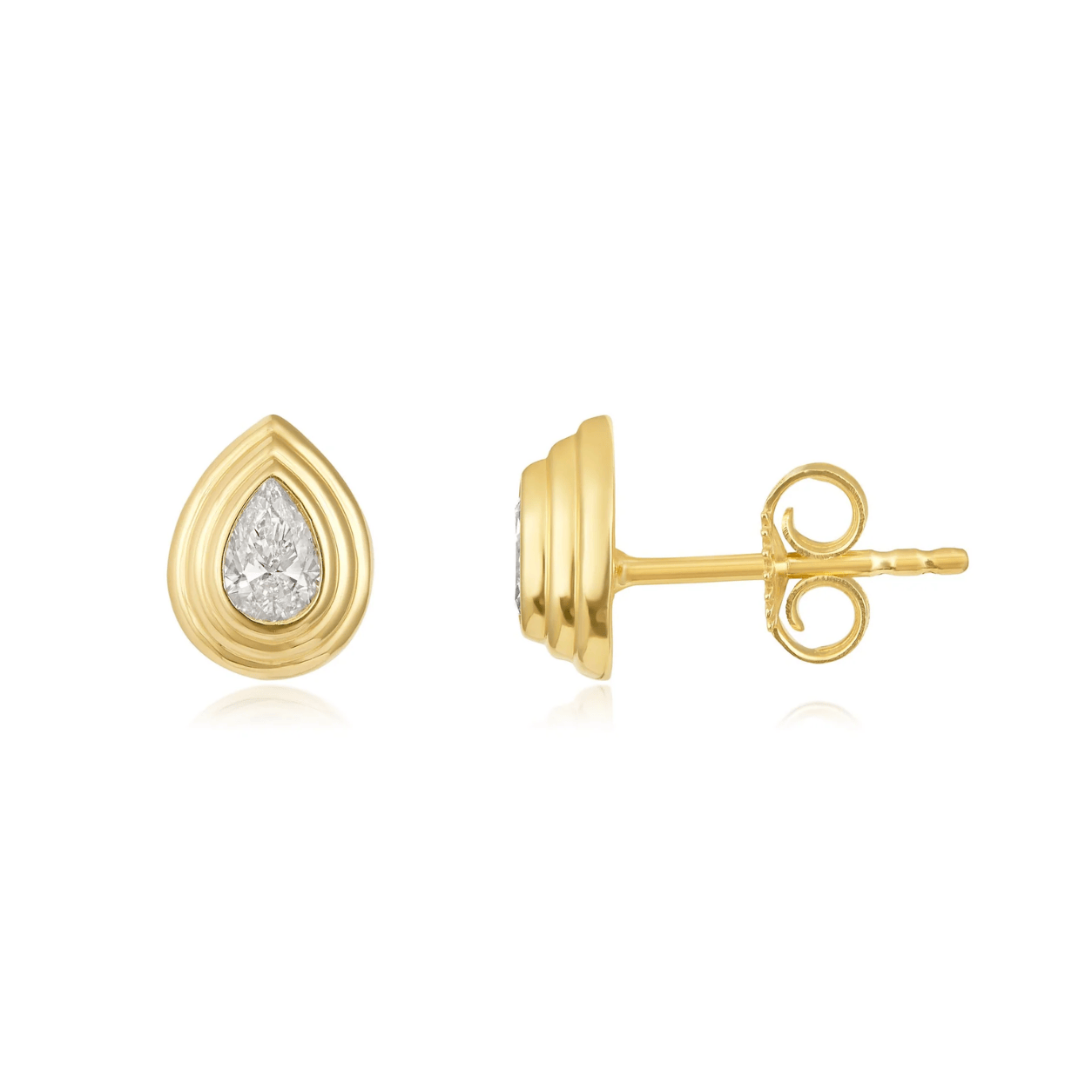 Curated Los Angeles EARRINGS Pear Diamond Fluted Bezel Stud Earrings