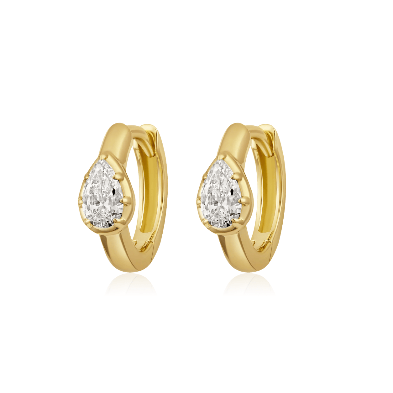 Curated Los Angeles EARRINGS Pear Diamond Prong Huggie Earrings