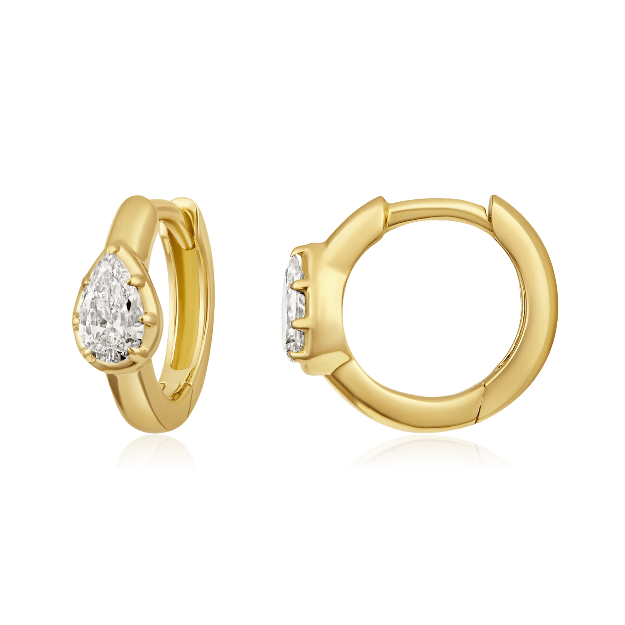 Curated Los Angeles EARRINGS Pear Diamond Prong Huggie Earrings