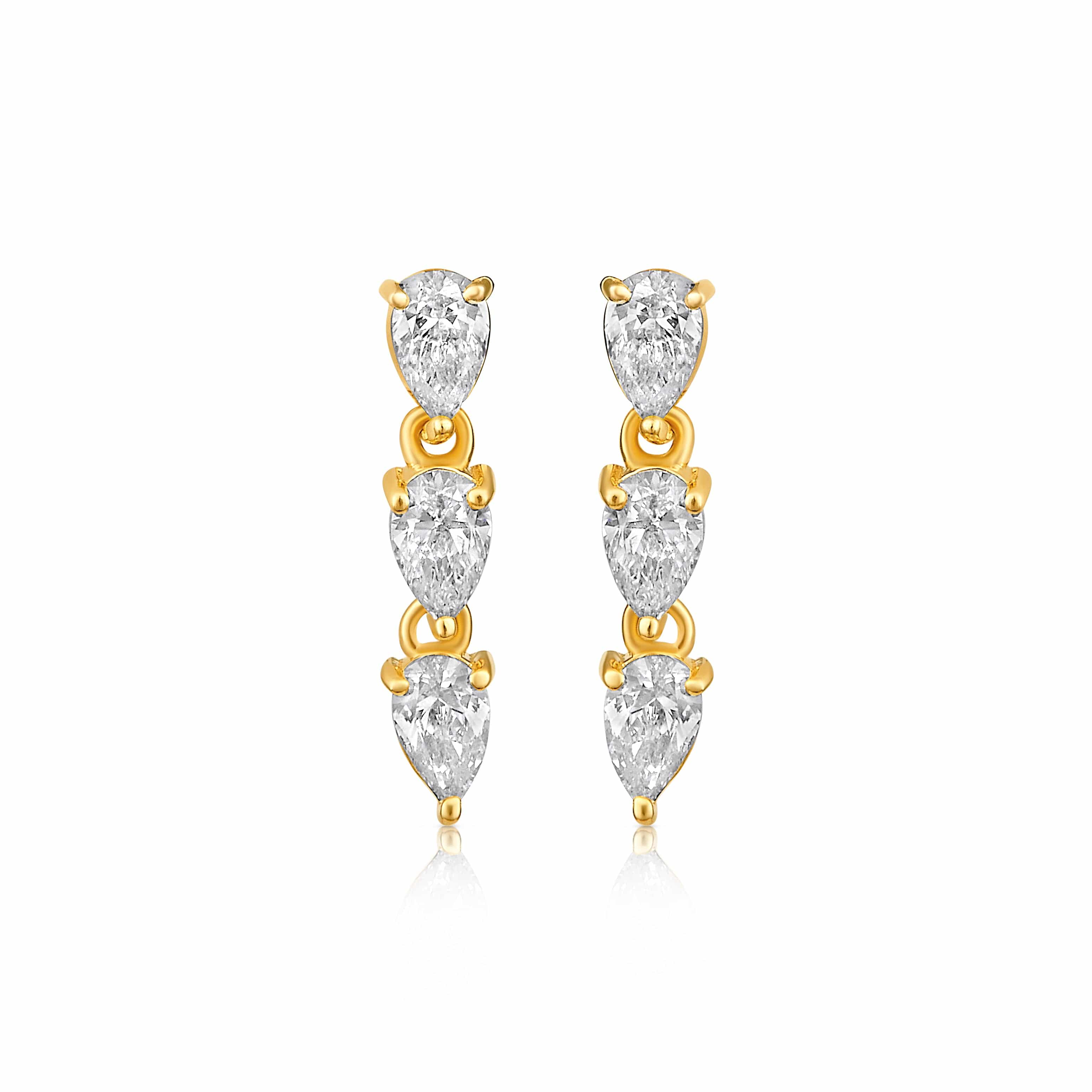 CLA EARRINGS Pear Diamond Yellow Gold Drop Earrings