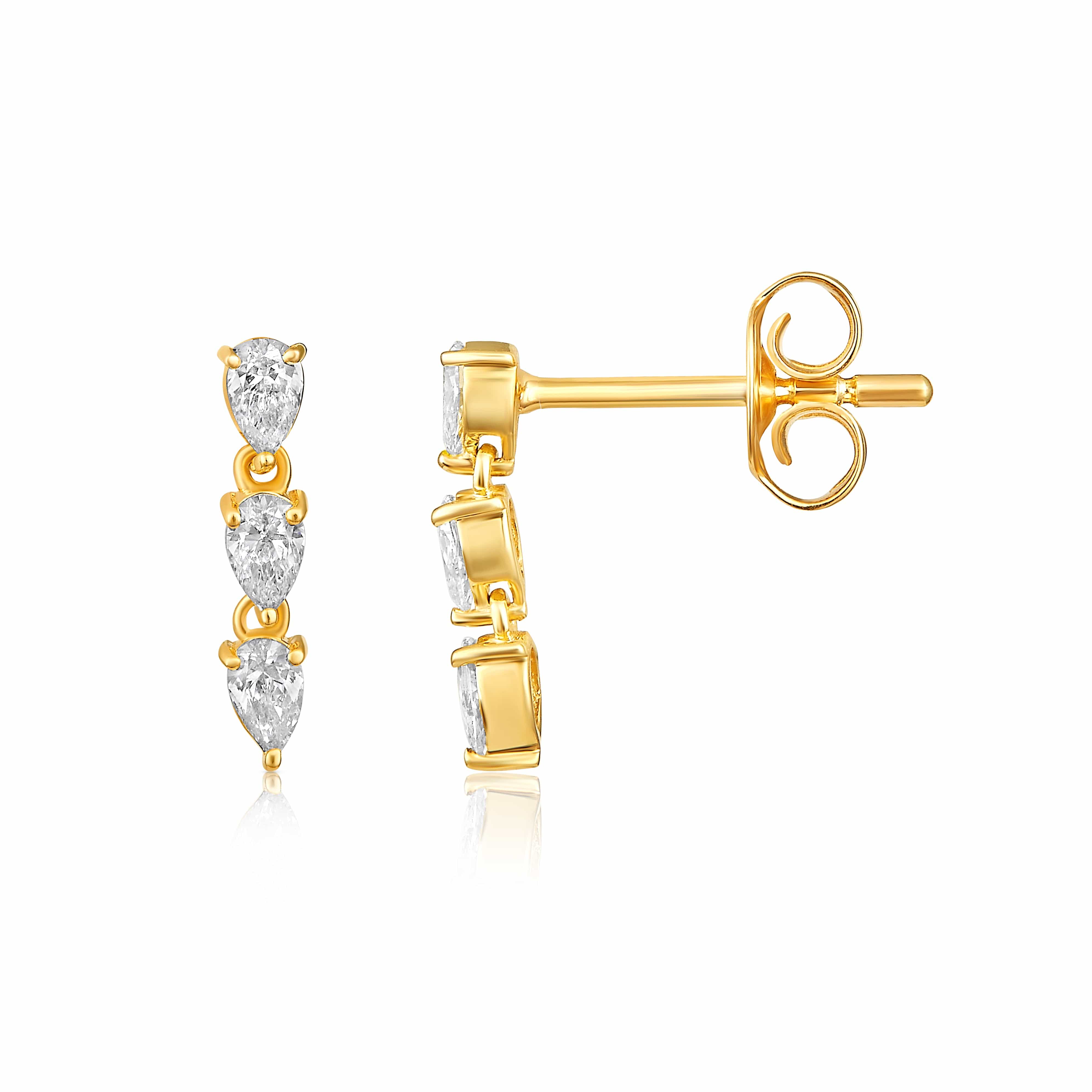 CLA EARRINGS Pear Diamond Yellow Gold Drop Earrings