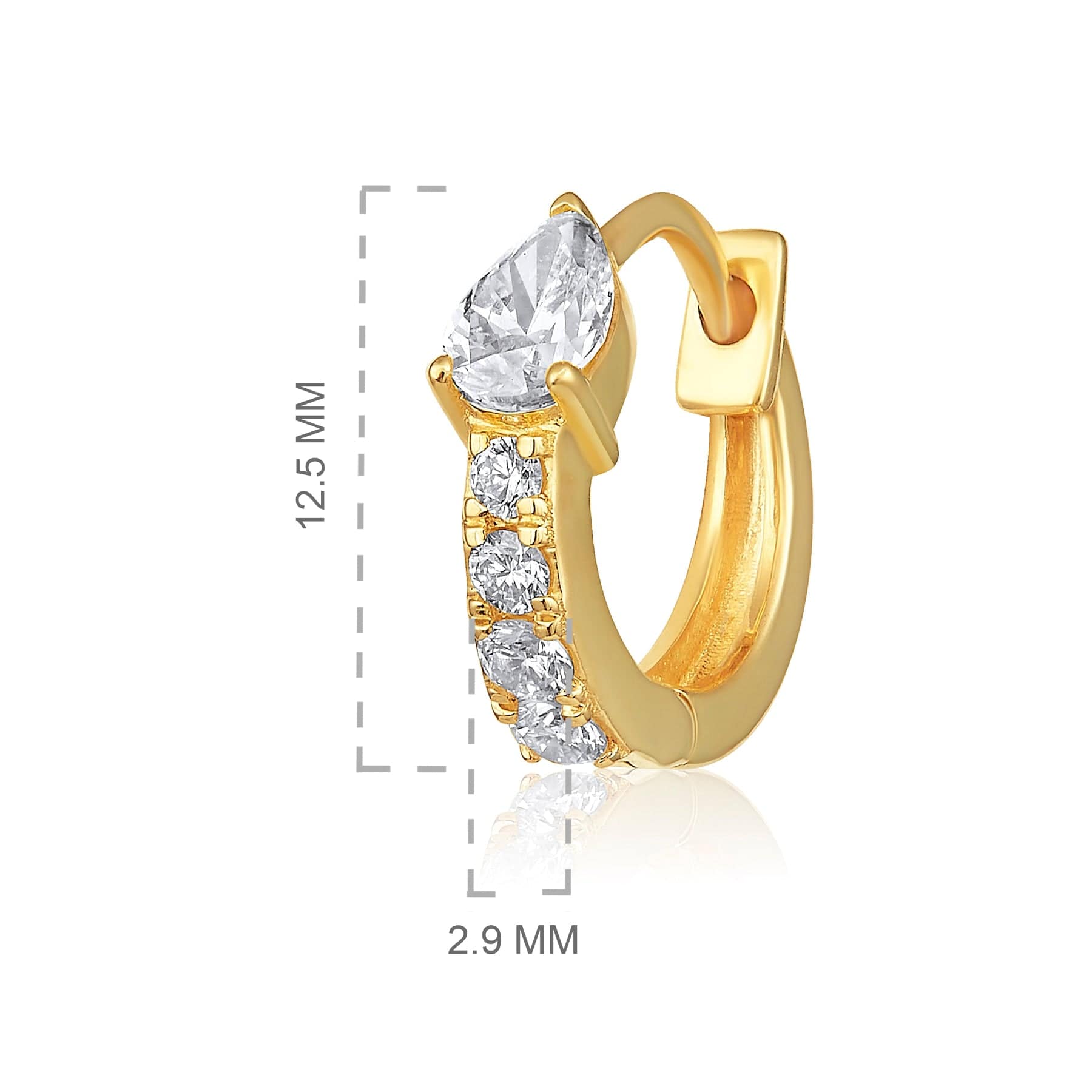 CLA EARRINGS Pear Diamond Yellow Gold Huggie Earrings