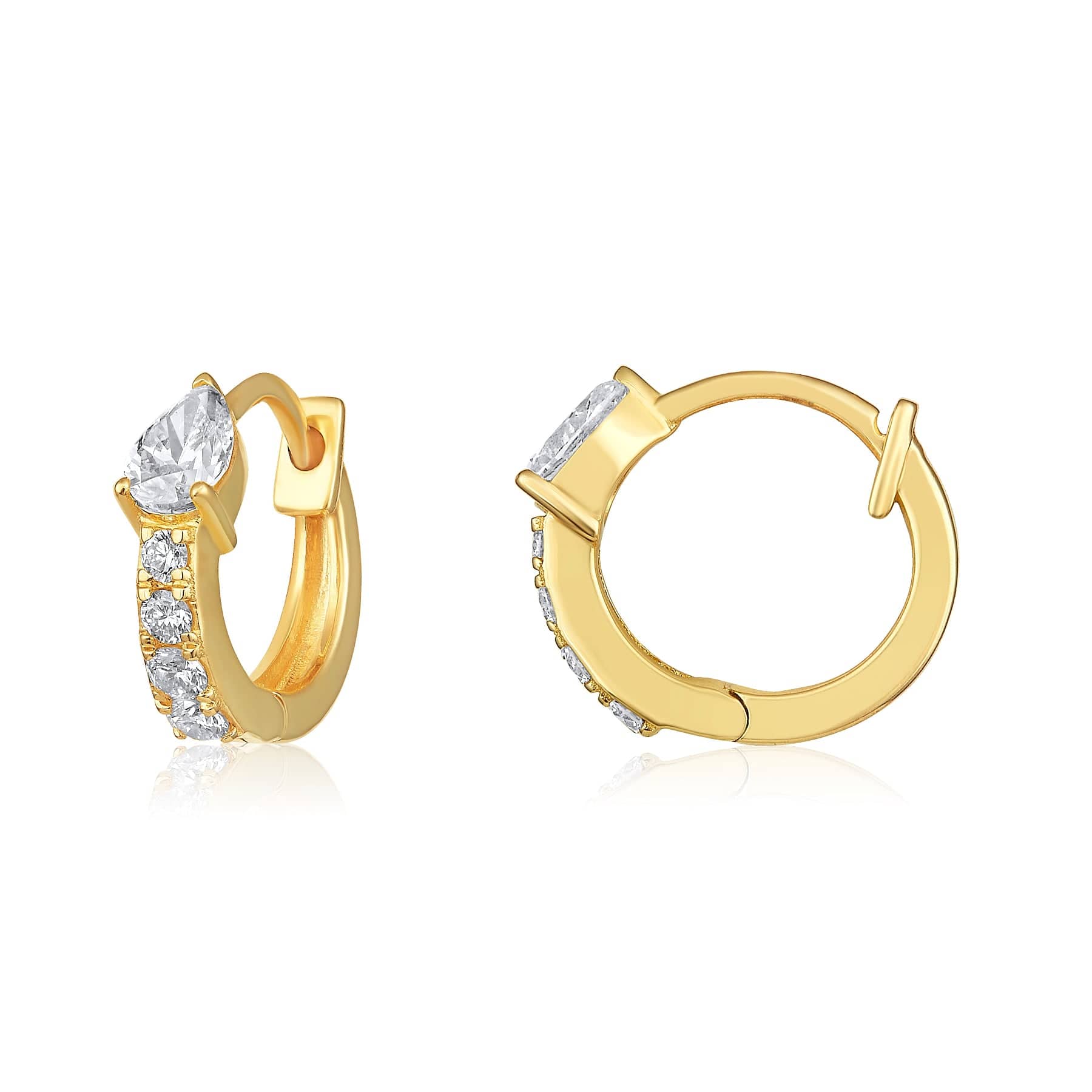 CLA EARRINGS Pear Diamond Yellow Gold Huggie Earrings
