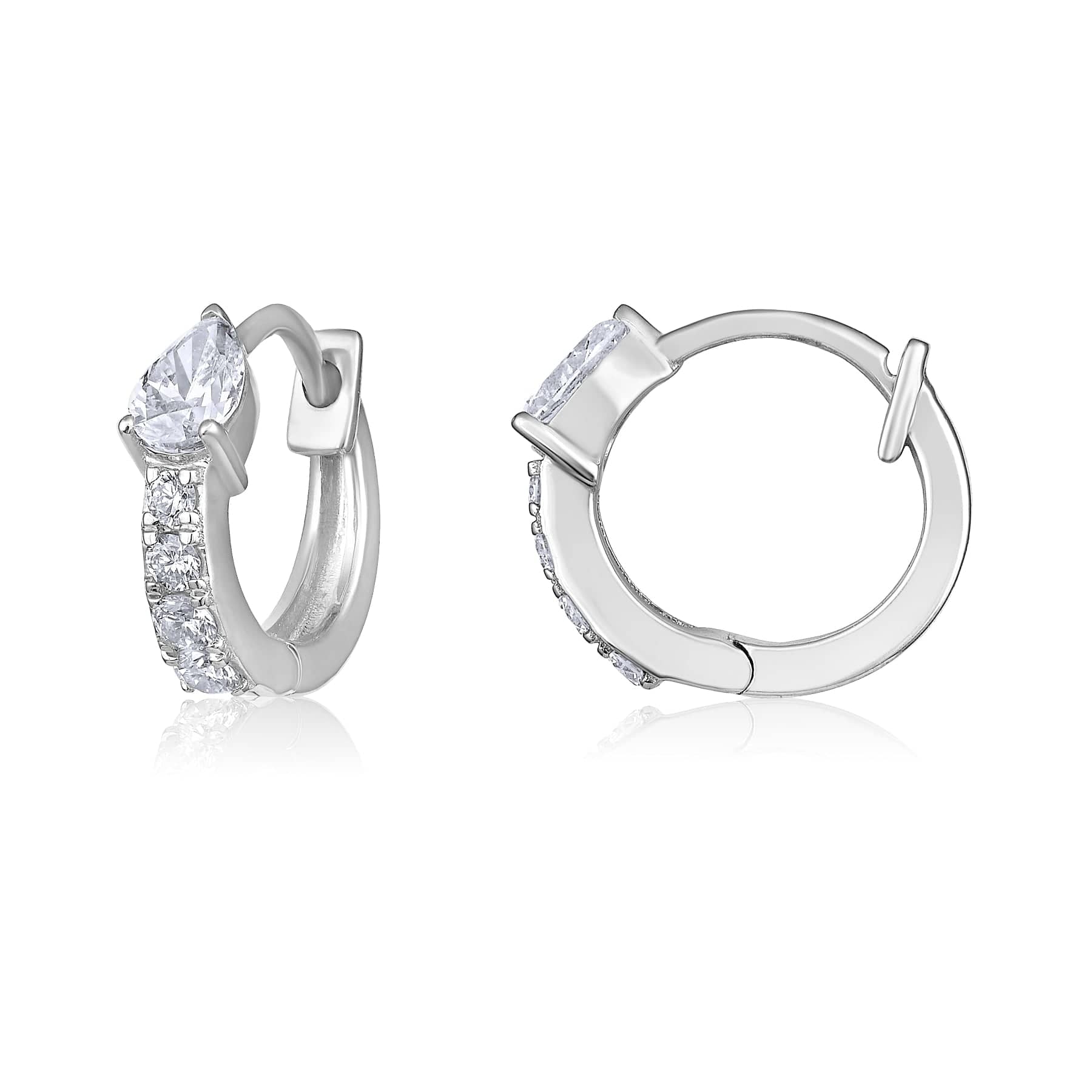 CLA EARRINGS Pear Diamond Yellow Gold Huggie Earrings