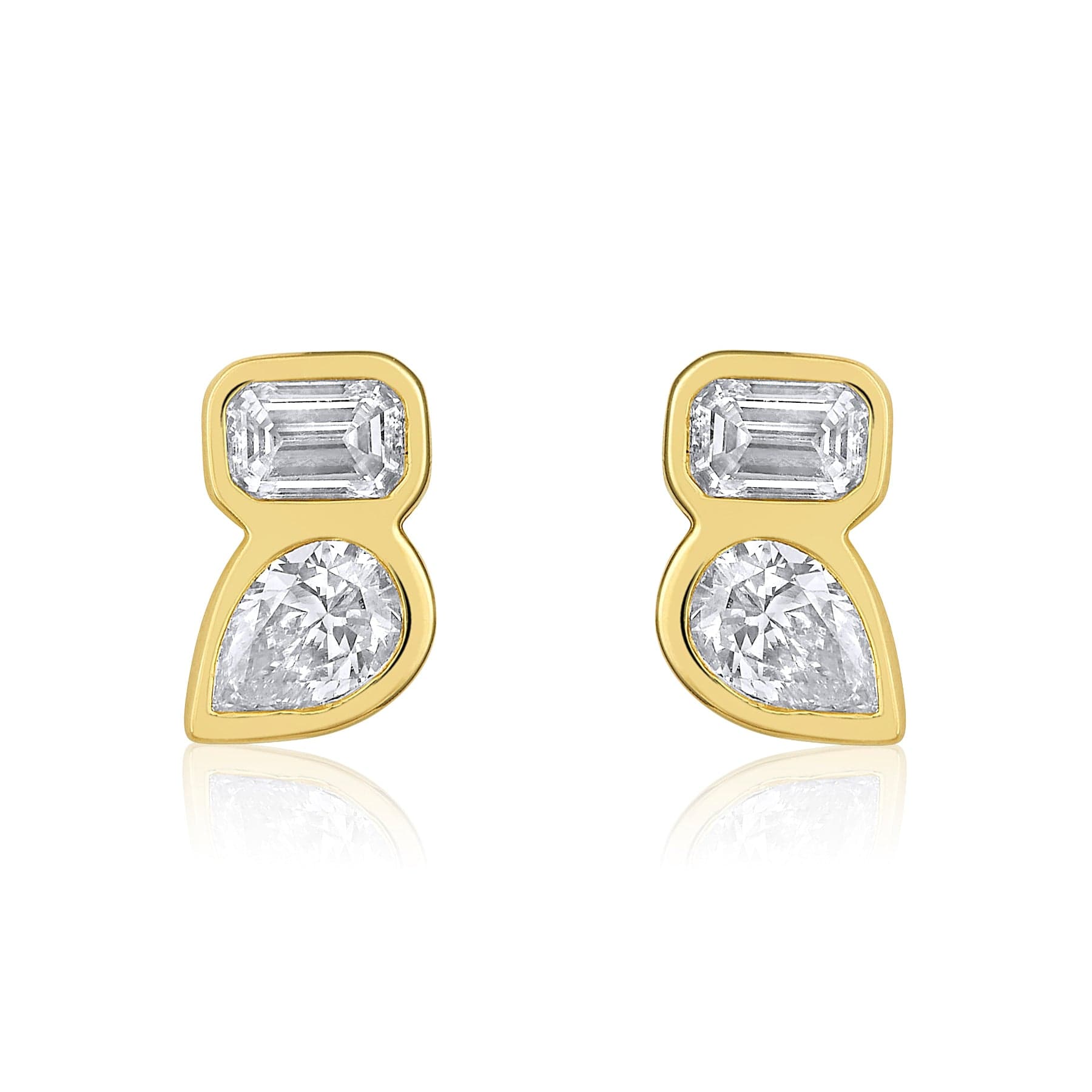 CLA EARRINGS Pear & Emerald Diamond Stud Earrings
