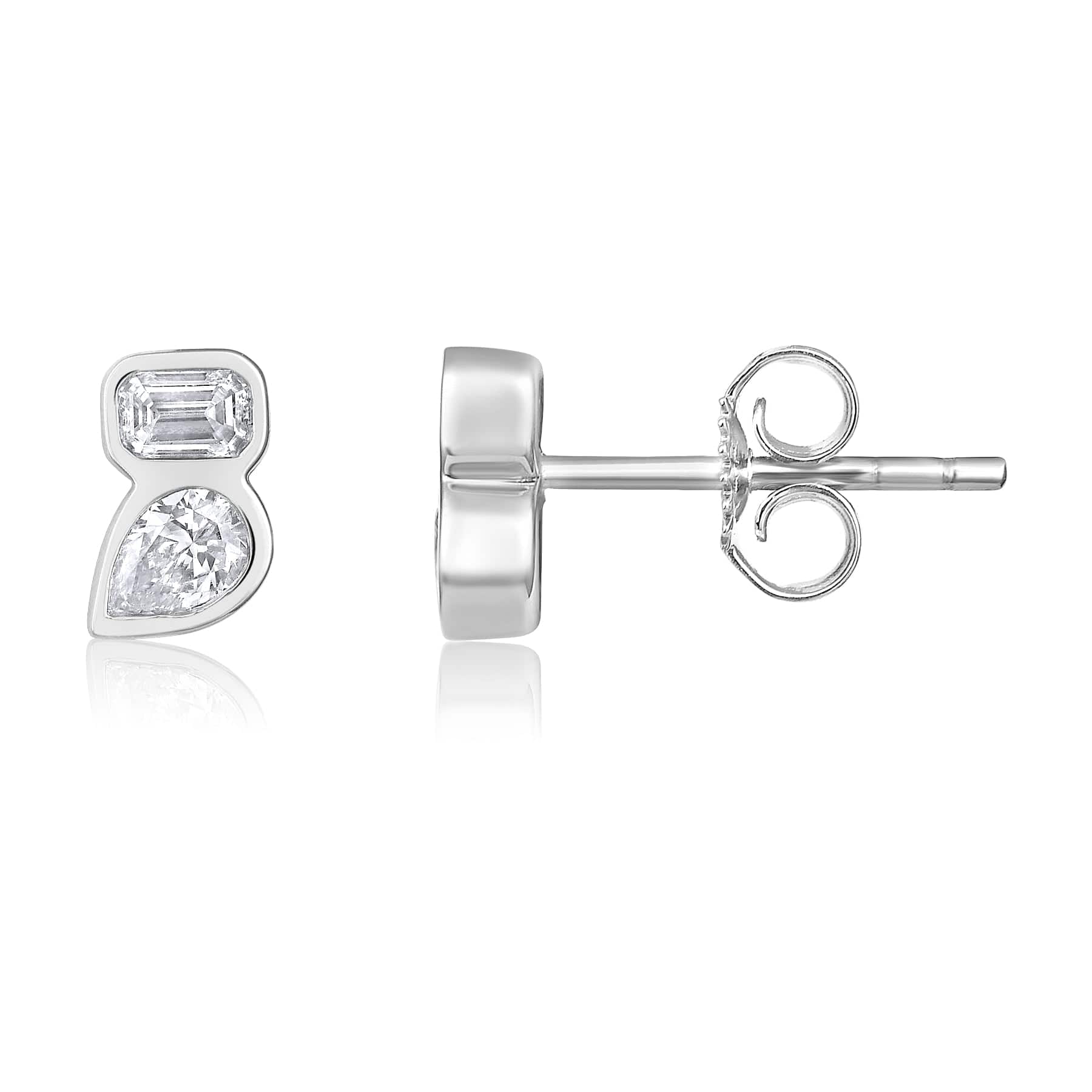 CLA EARRINGS Pear & Emerald Diamond Stud Earrings