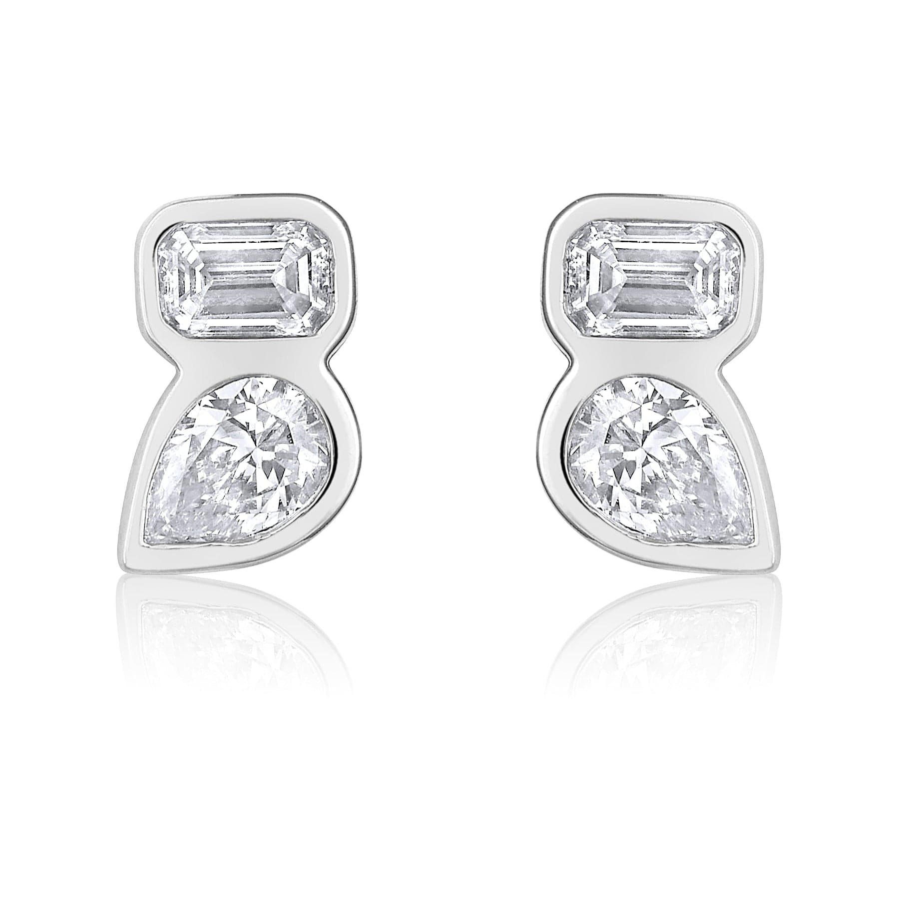 CLA EARRINGS Pear & Emerald Diamond Stud Earrings