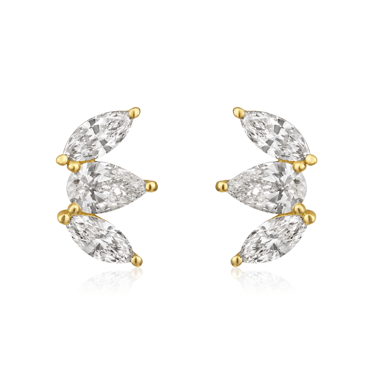 Curated Los Angeles EARRINGS Pear Marquise Diamond Prong Stud Earrings