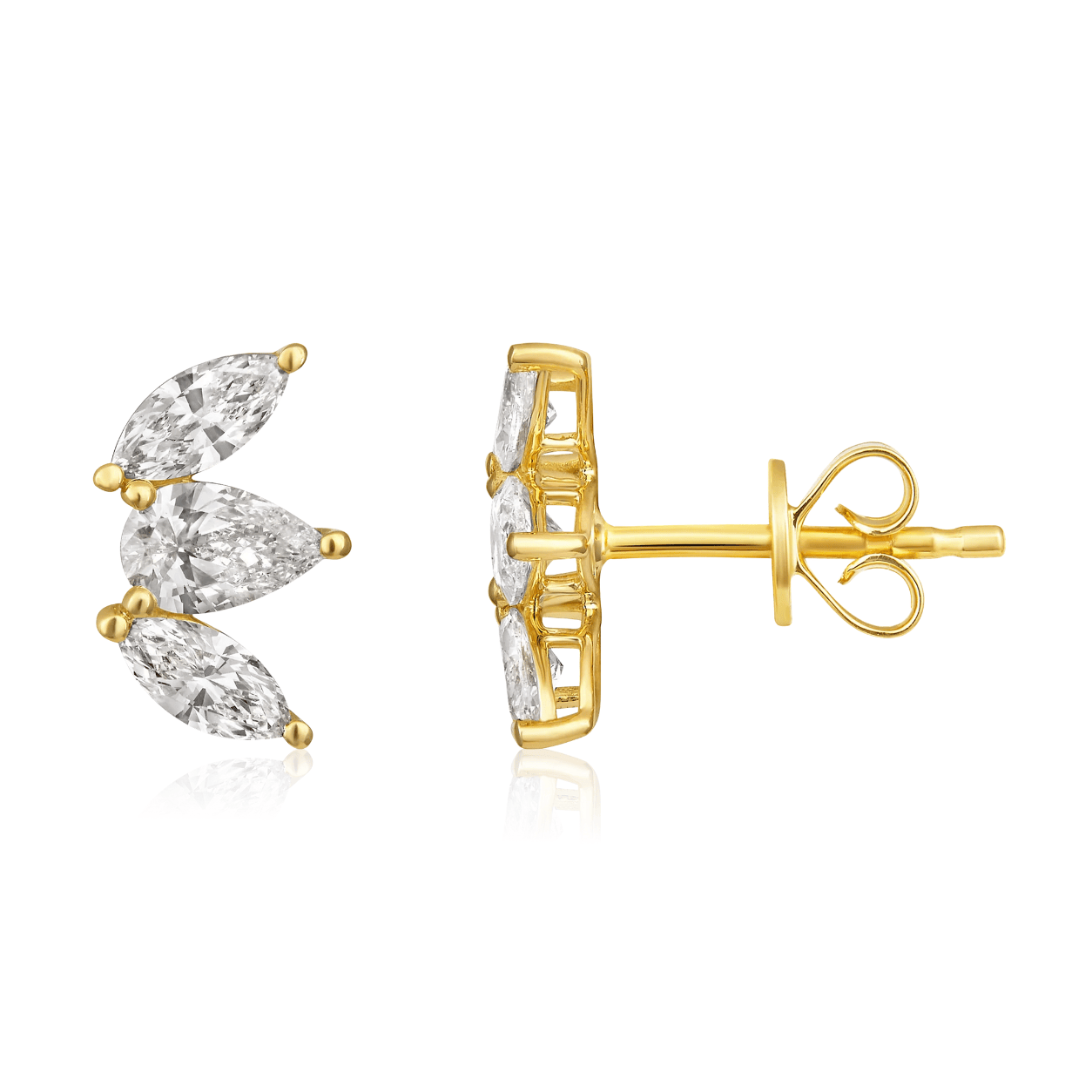 Curated Los Angeles EARRINGS Pear Marquise Diamond Prong Stud Earrings