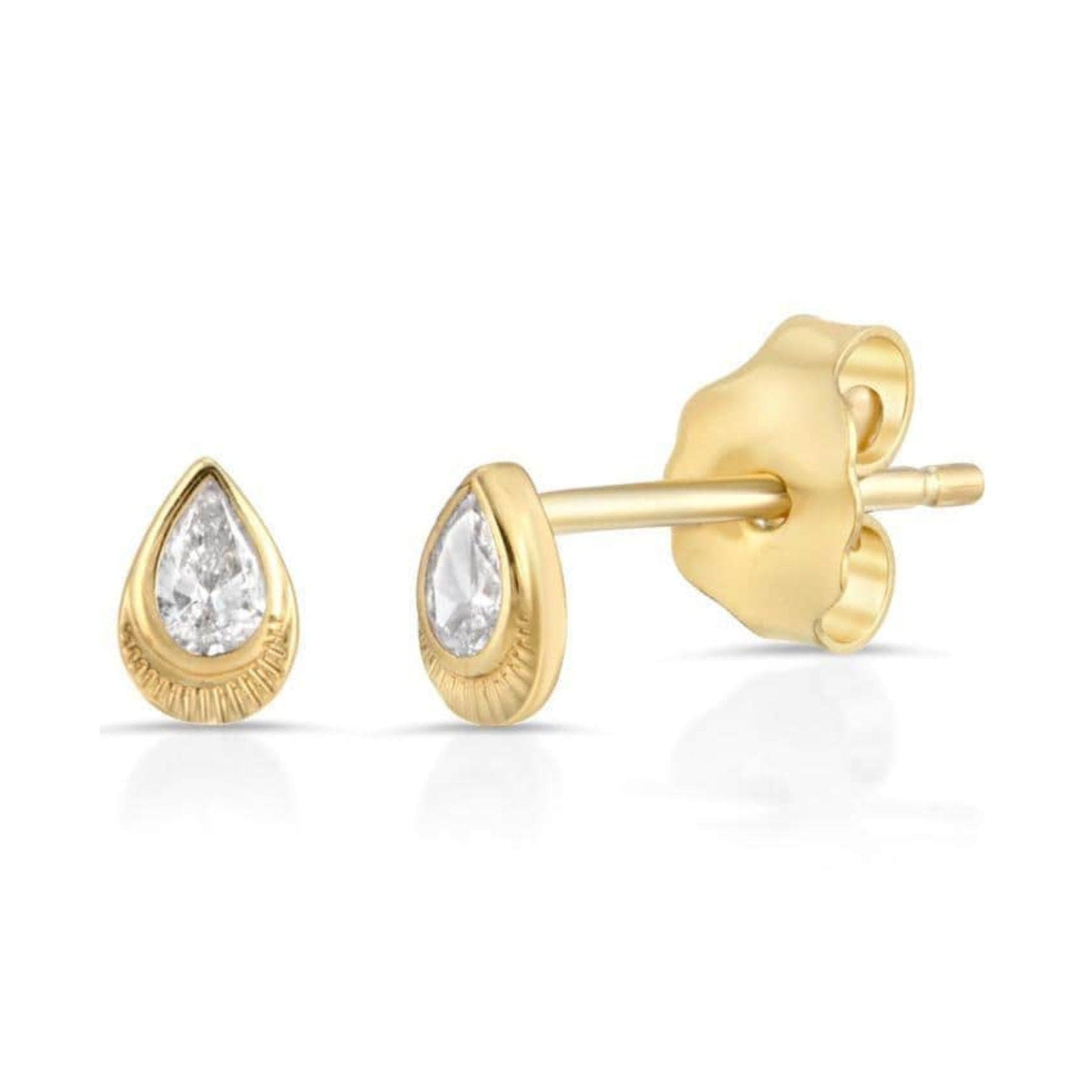 Curated Los Angeles EARRINGS Pear Shape Gold Fan Diamond Studs