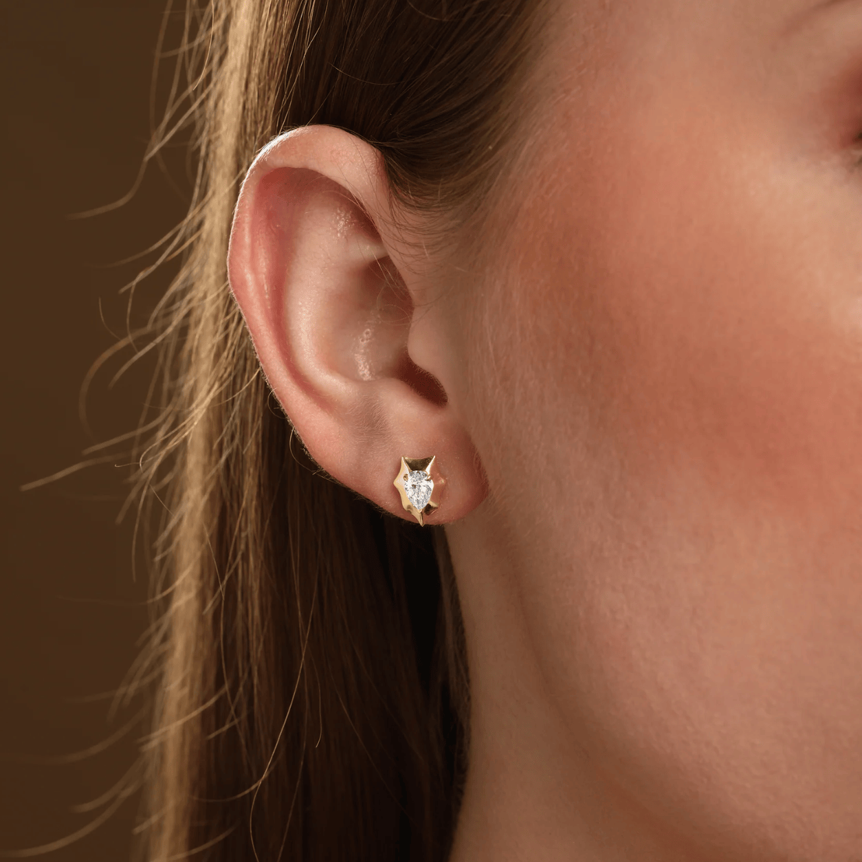 Curated Los Angeles EARRINGS Pear Spike Diamond Bezel Stud Earrings