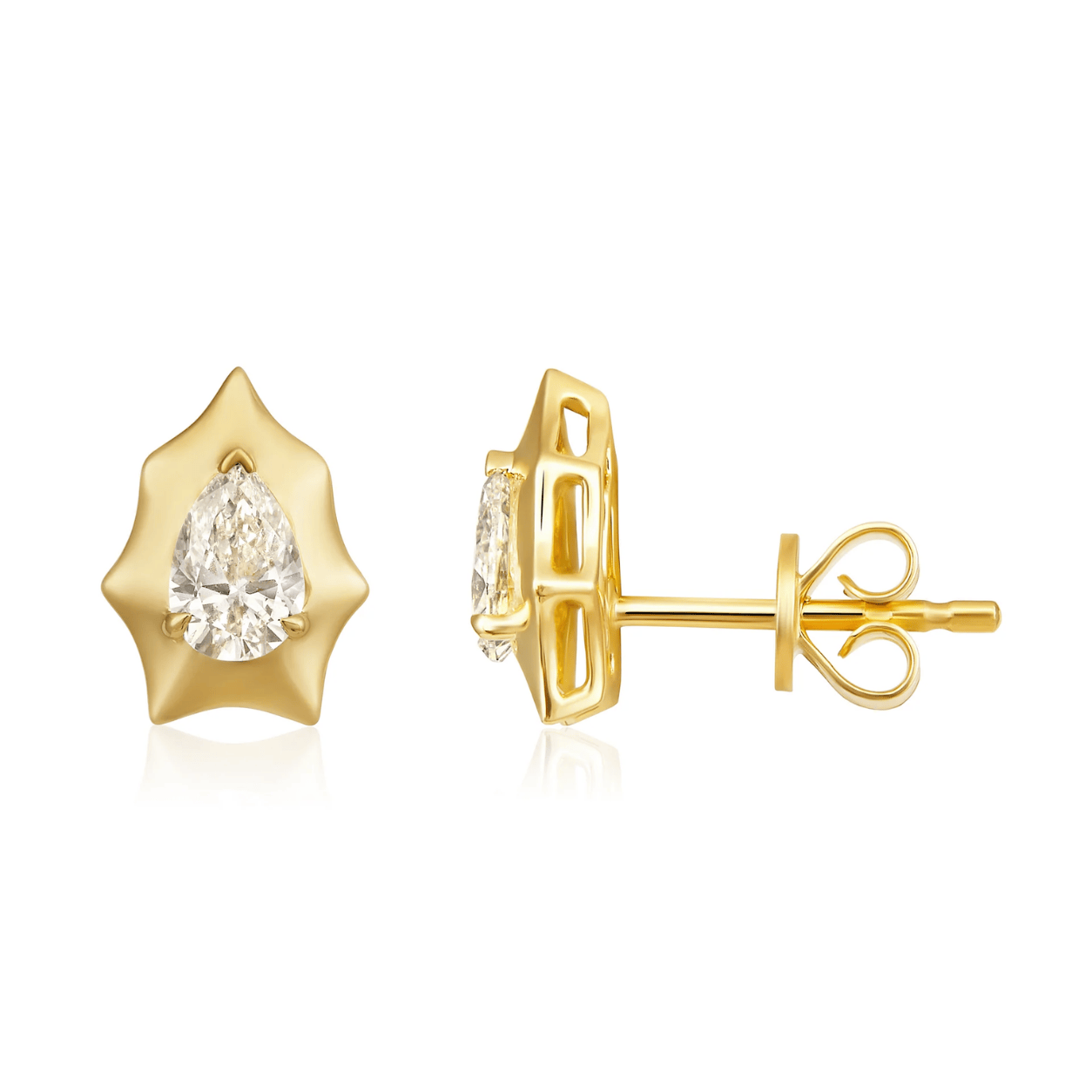 Curated Los Angeles EARRINGS Pear Spike Diamond Bezel Stud Earrings