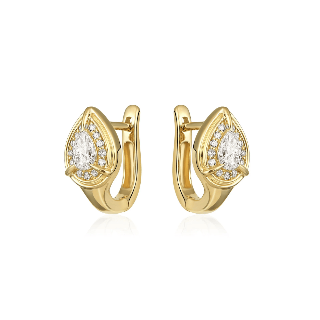 Curated Los Angeles EARRINGS Pear Teardrop Diamond Huggie Earrings