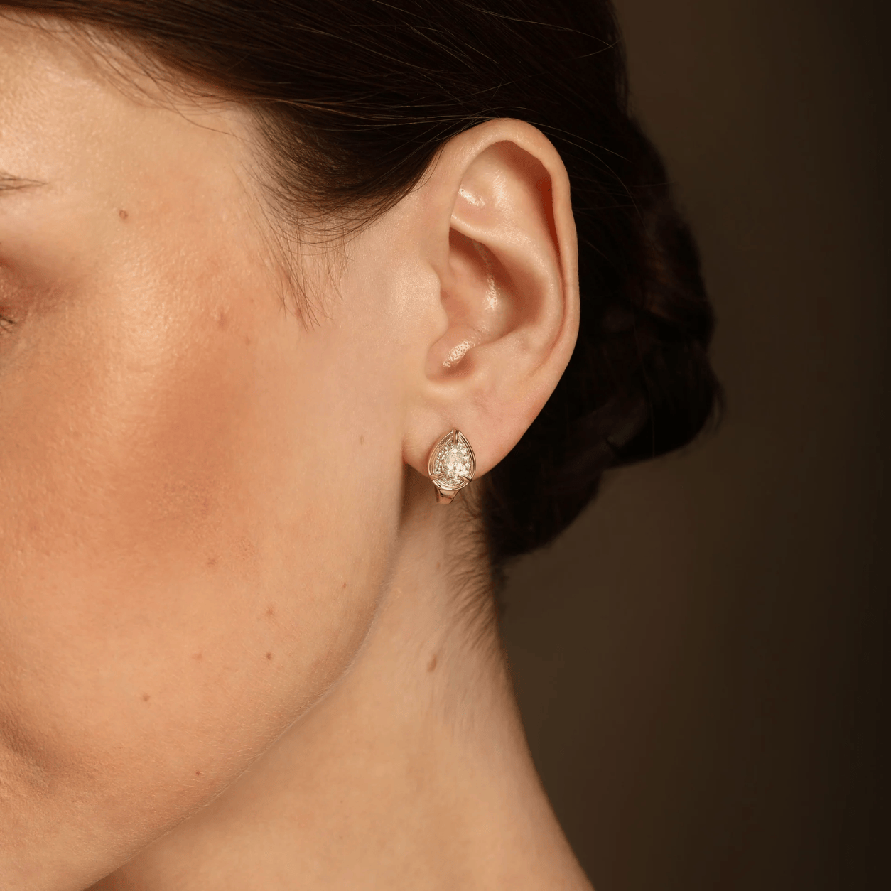 Curated Los Angeles EARRINGS Pear Teardrop Diamond Huggie Earrings