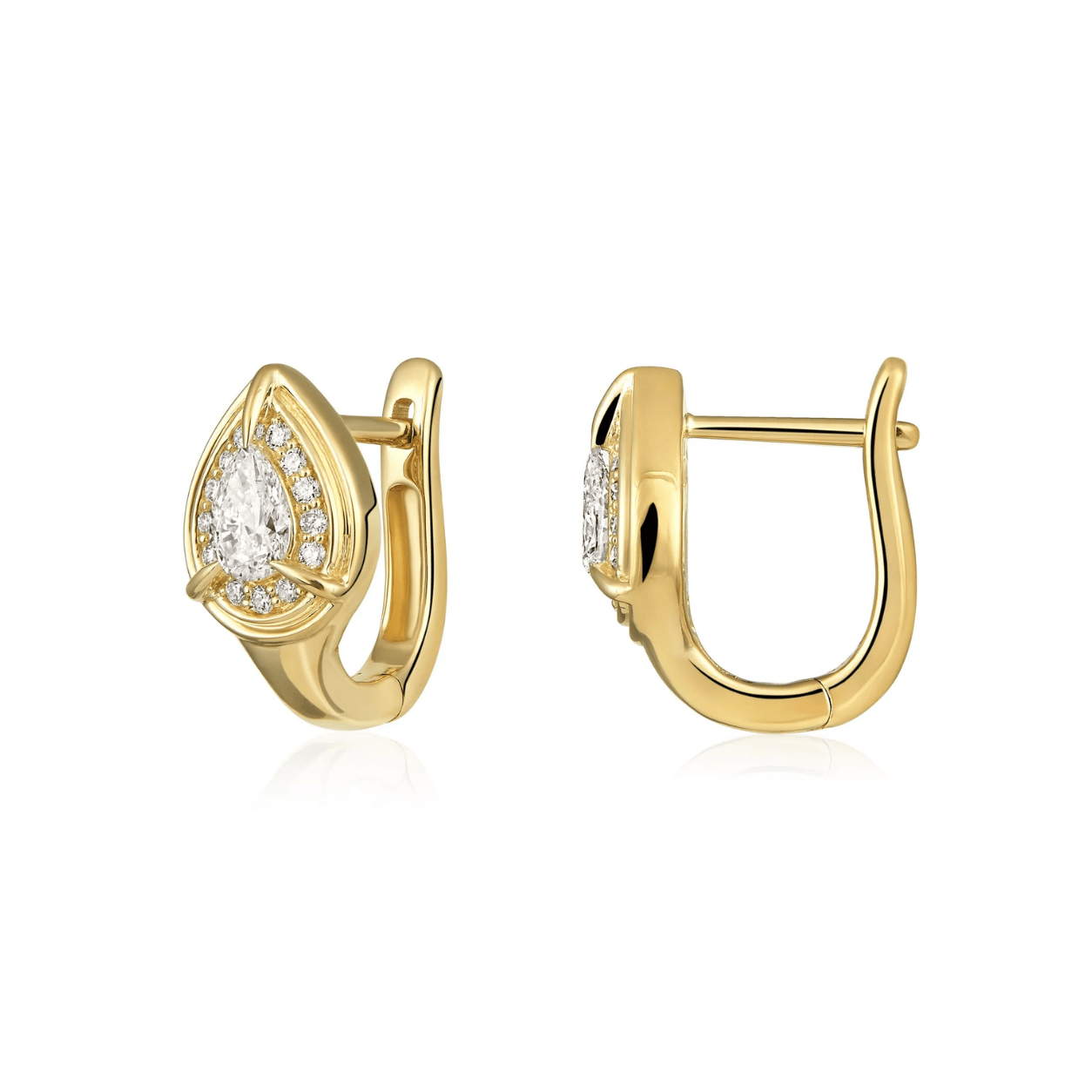 Curated Los Angeles EARRINGS Pear Teardrop Diamond Huggie Earrings