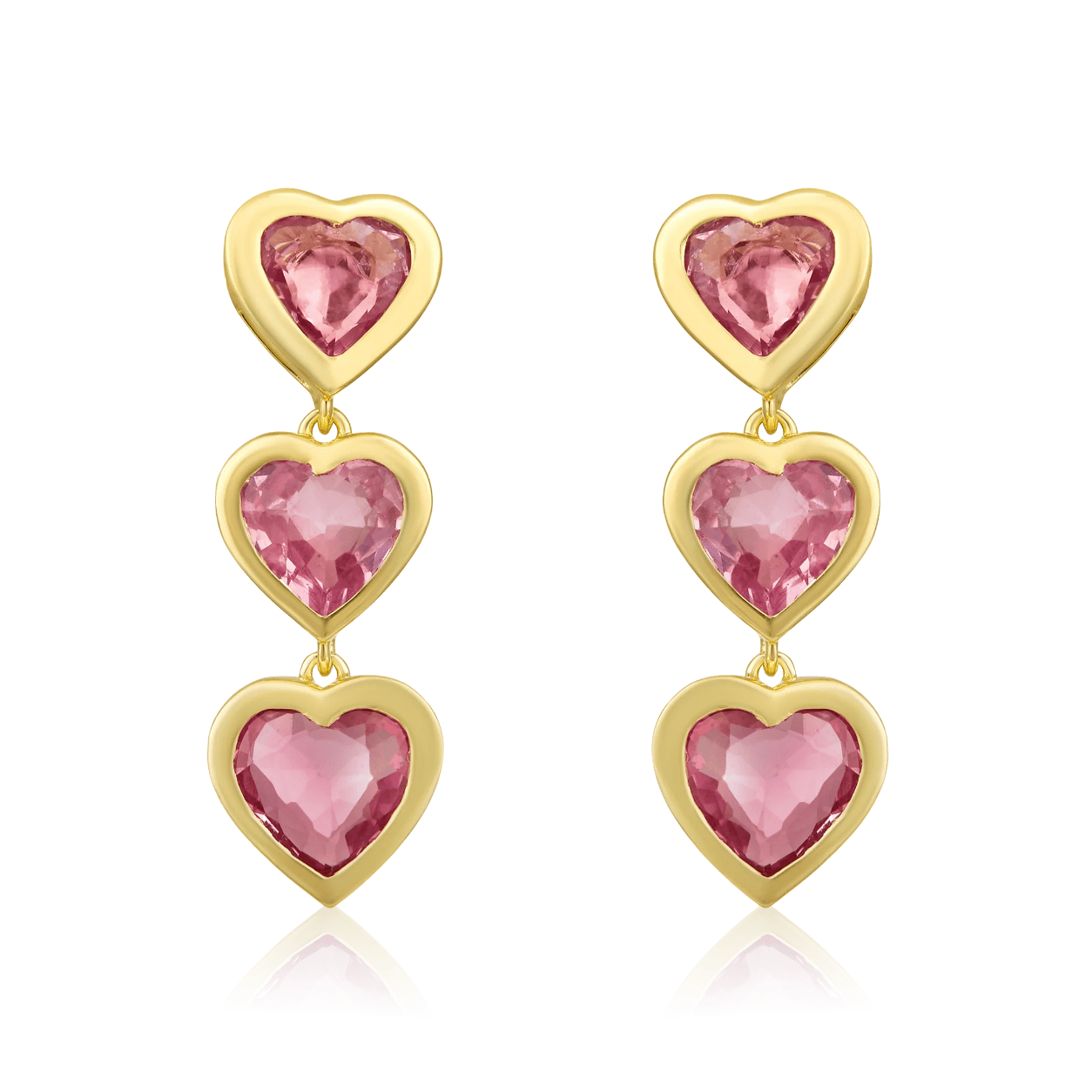 Curated Los Angeles EARRINGS Pink Sapphire Heart Drop Stud Earrings