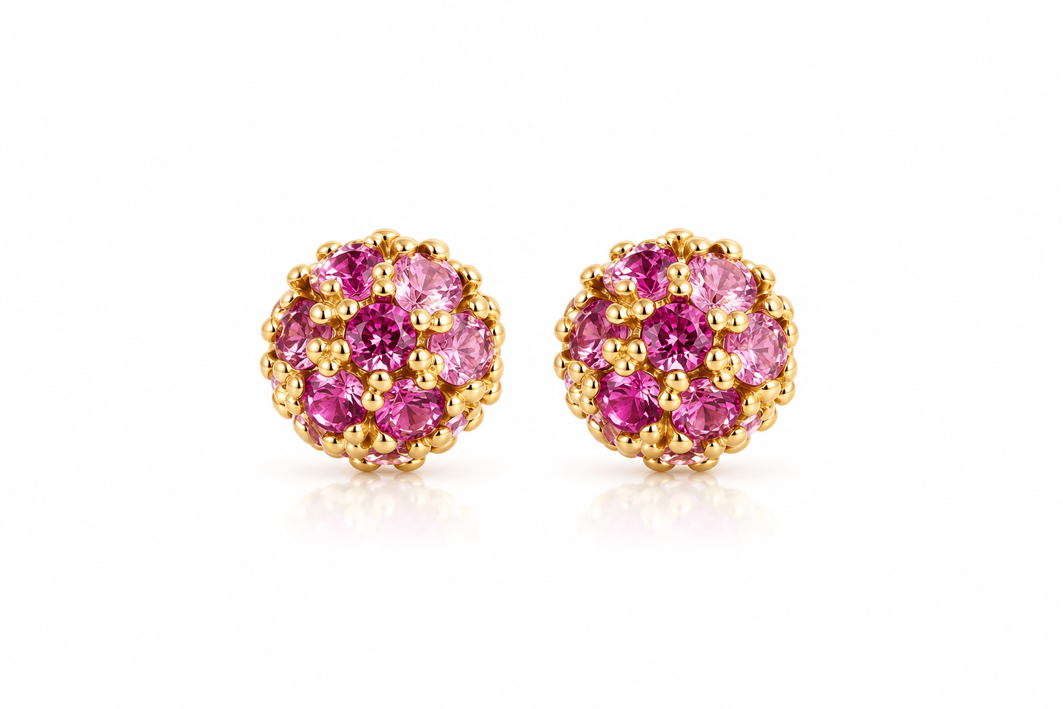 Lee Jones EARRINGS Pink Sapphire Tiny Bon Bon Gold Studs
