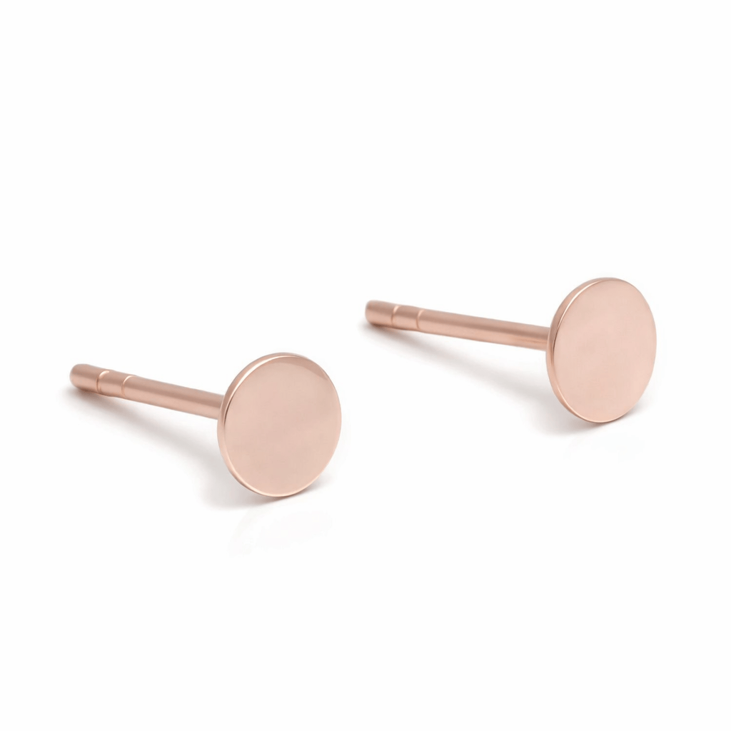 Curated Los Angeles EARRINGS Rose Gold Flat Circle Studs