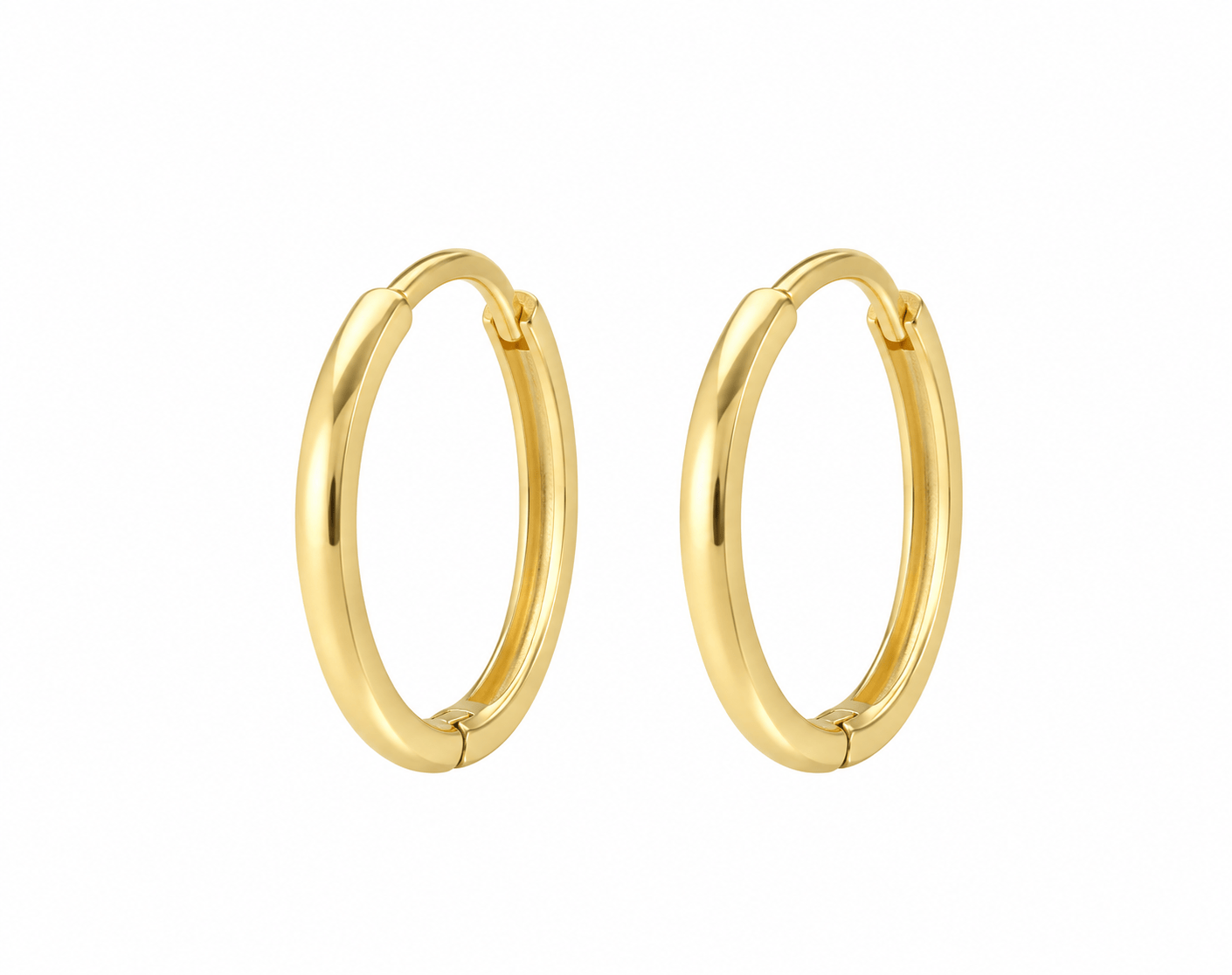 Curated Los Angeles EARRINGS 15mm / Single Rounded Solid Gold Huggies - 2mm