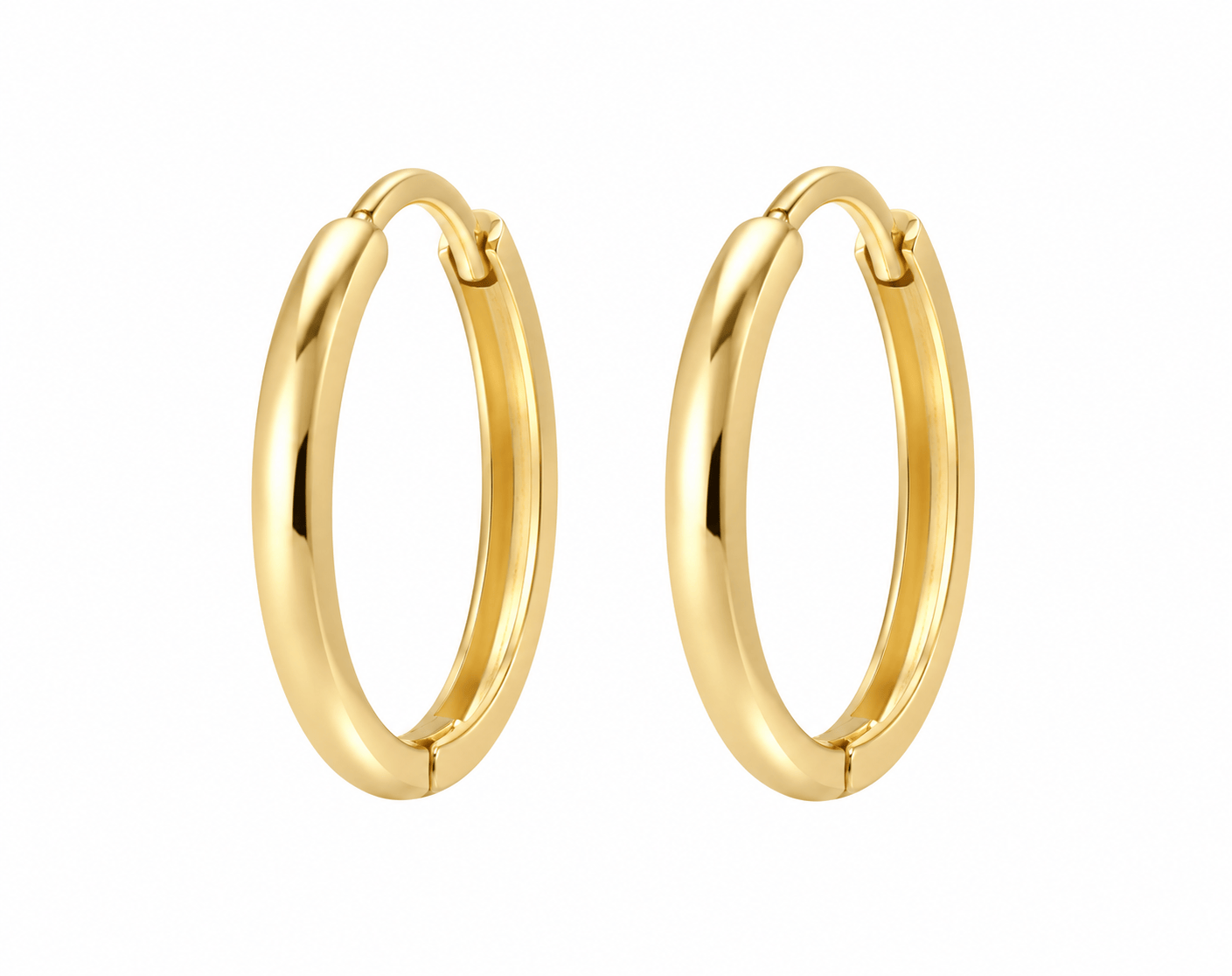 Curated Los Angeles EARRINGS 13mm / Single Rounded Solid Gold Huggies - 2mm