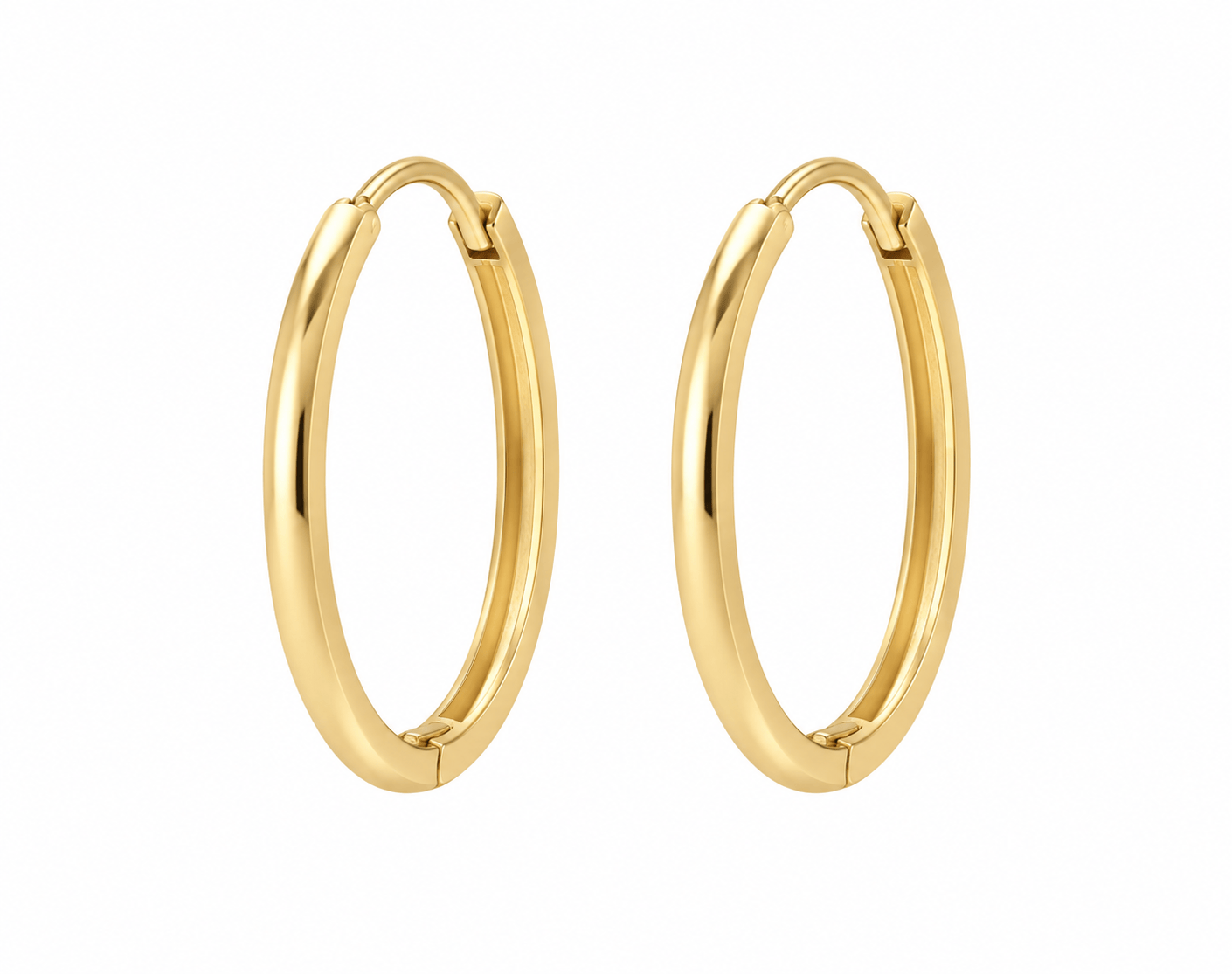 Curated Los Angeles EARRINGS 19mm / Single Rounded Solid Gold Huggies - 2mm