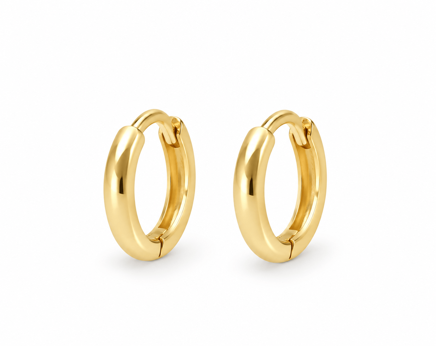 Curated Los Angeles EARRINGS 11mm / Single Rounded Solid Gold Huggies - 2mm