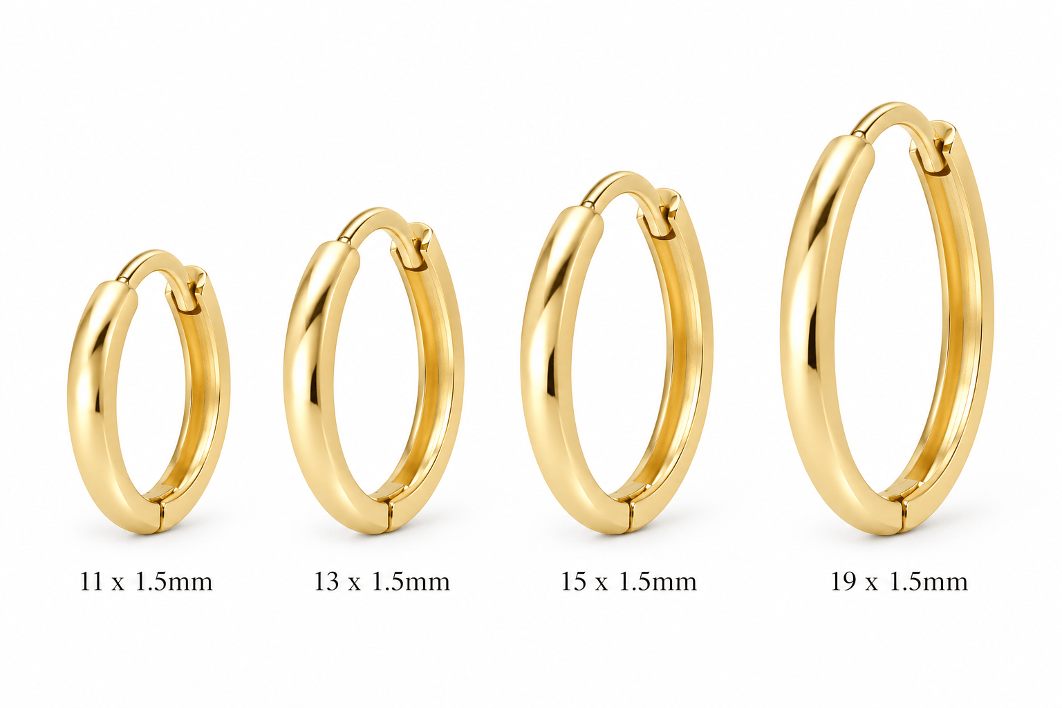 Curated Los Angeles EARRINGS Rounded Solid Gold Huggies - 2mm