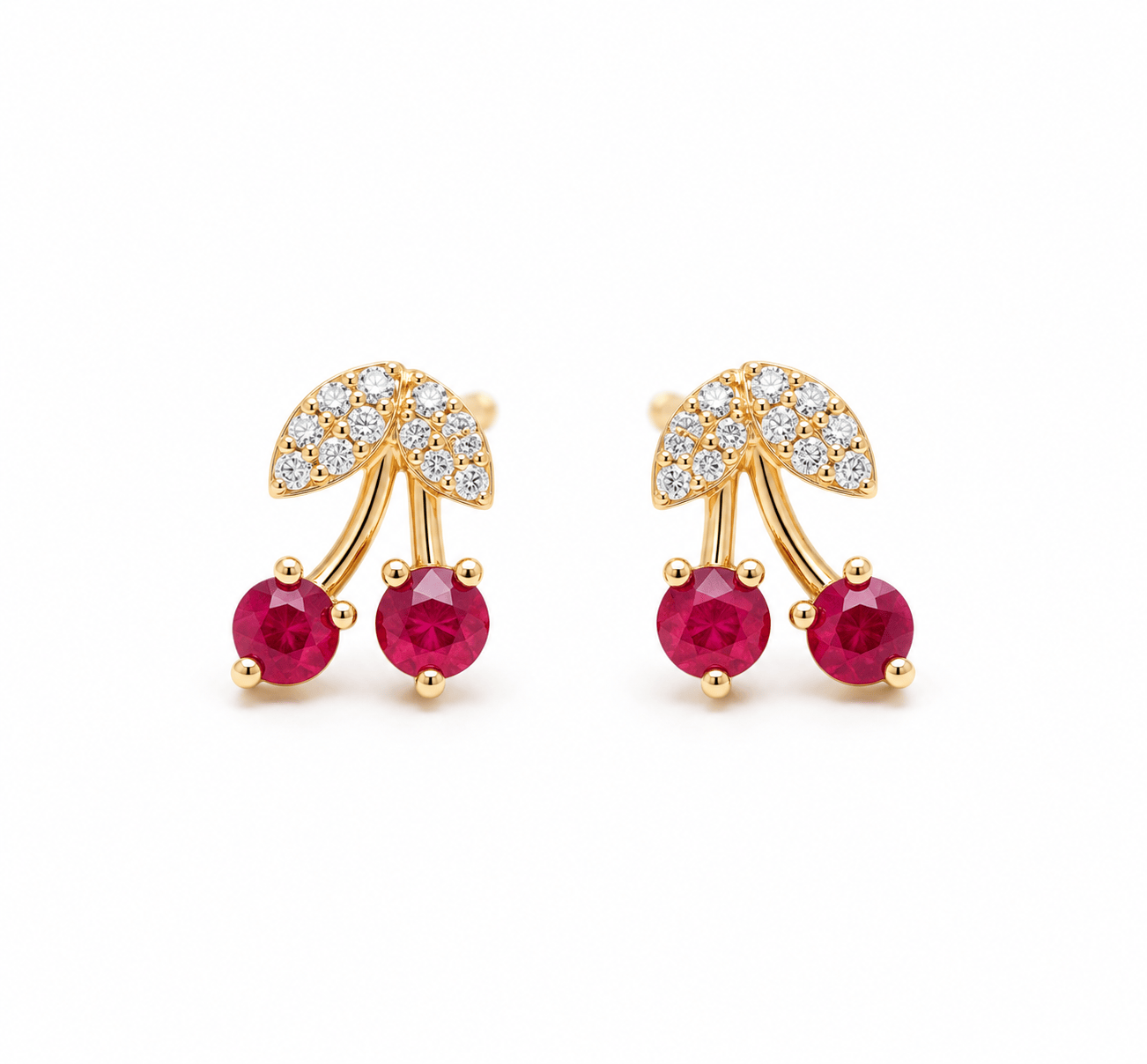 Amazing Grace EARRINGS Ruby Diamond Cherry Studs