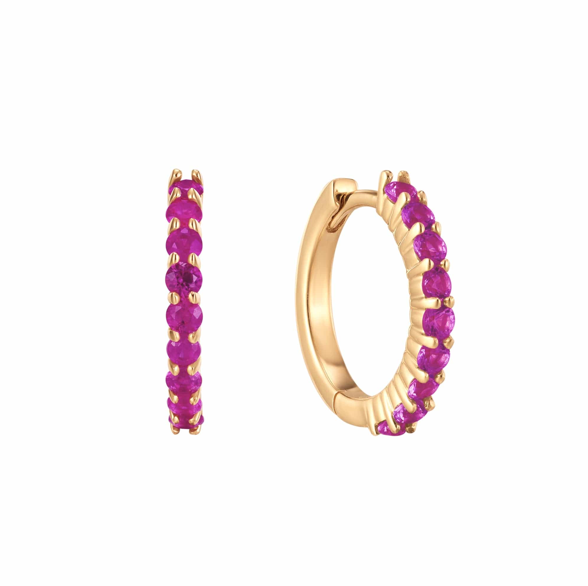 Curated Los Angeles EARRINGS Ruby Huggies 14K