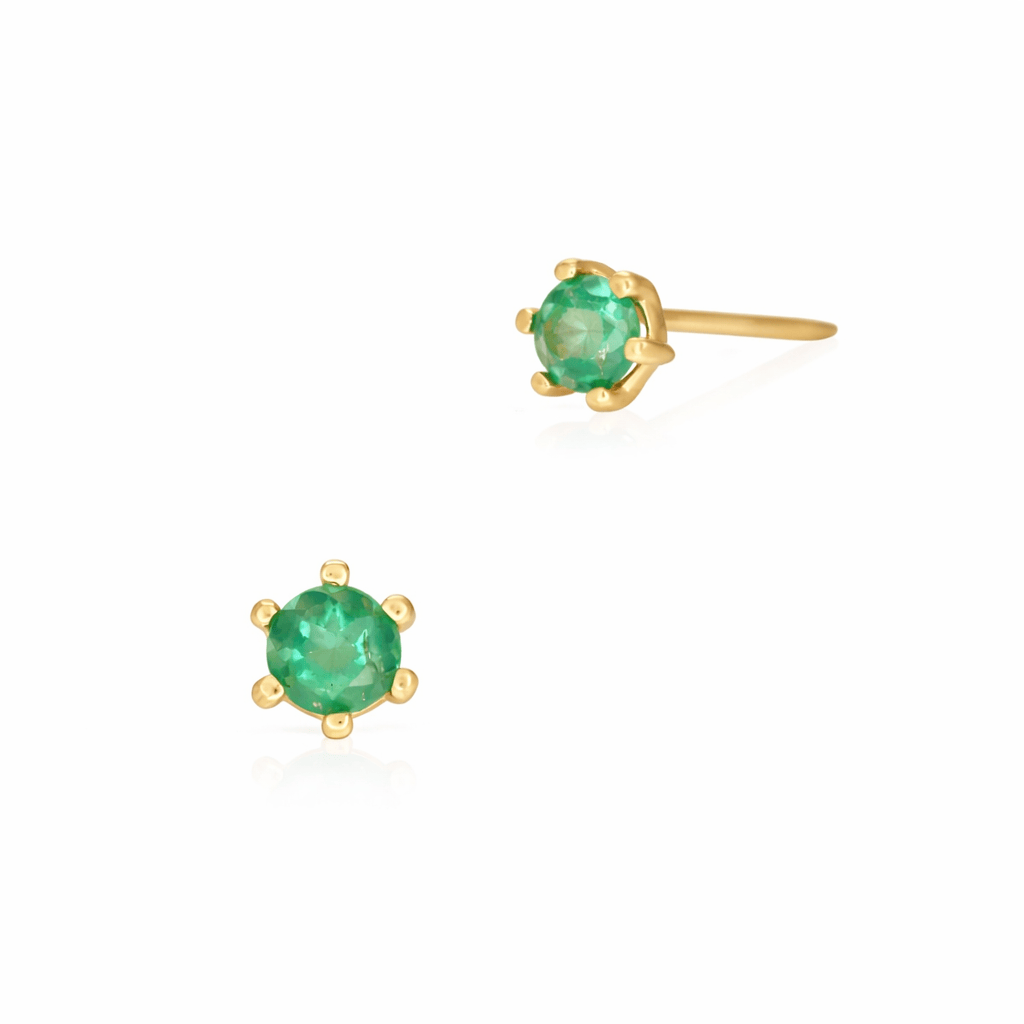 Curated Los Angeles Earrings Small Emerald Prong Studs