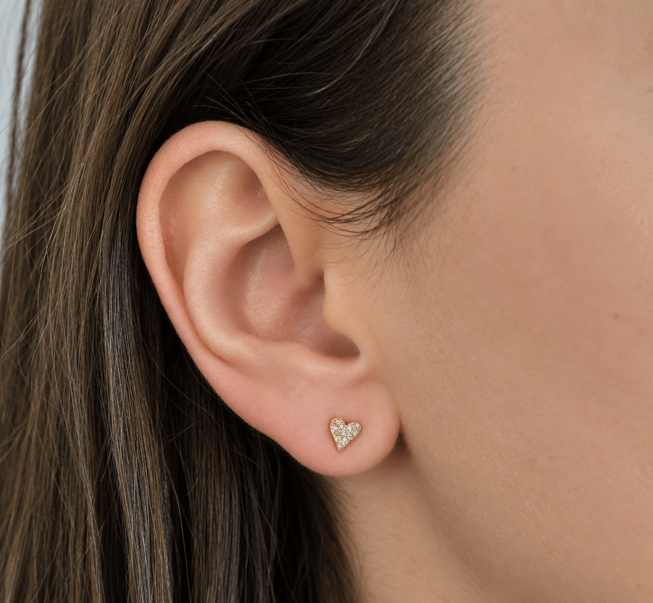 Amazing Grace EARRINGS Small Pave Diamond Heart Studs