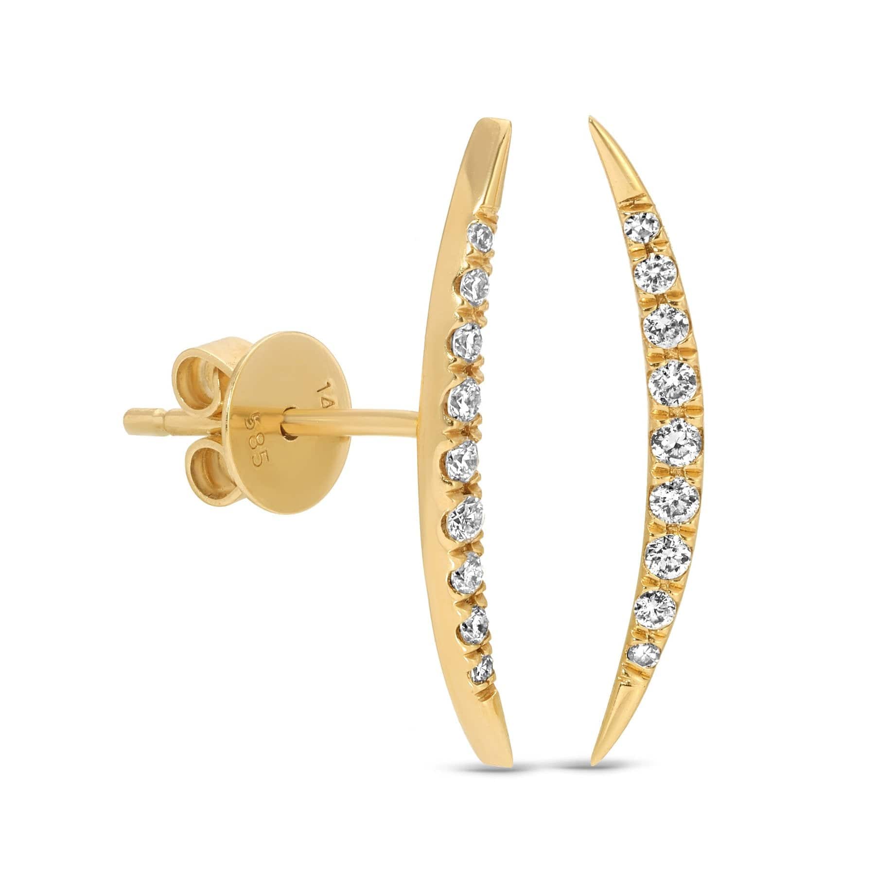 Curated Los Angeles EARRINGS Tapered Diamond Curved Bar Studs