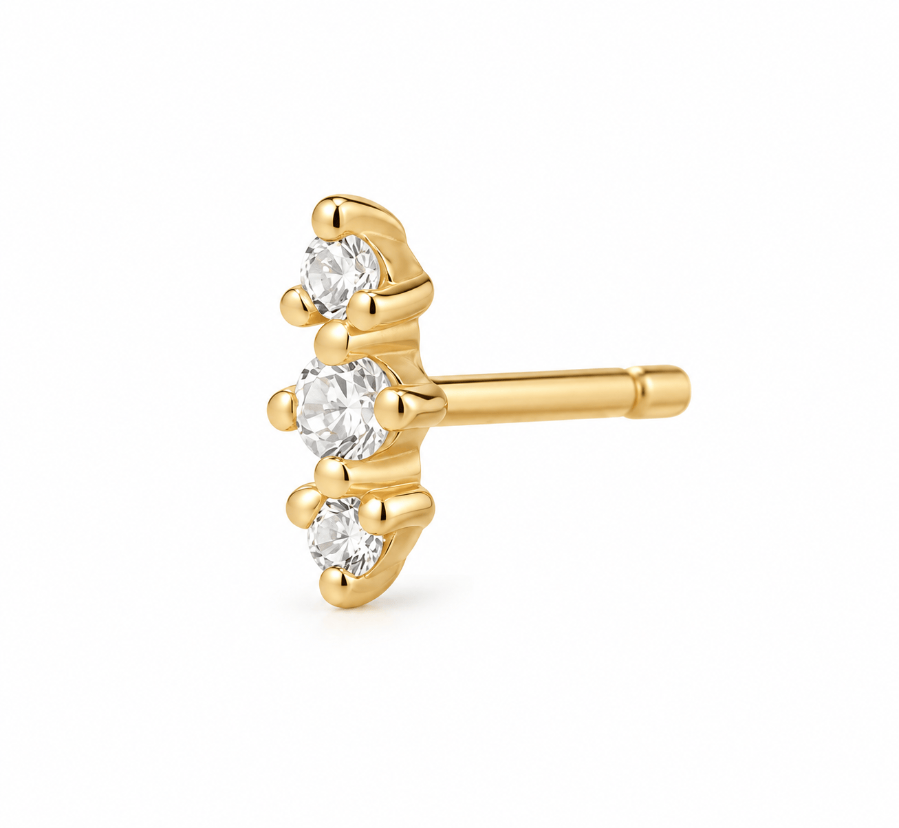 Curated Los Angeles EARRINGS Three Diamond Bar Stud