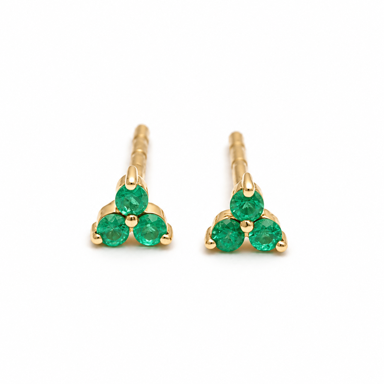 Amazing Grace EARRINGS Three Emerald Triangle Cluster Studs