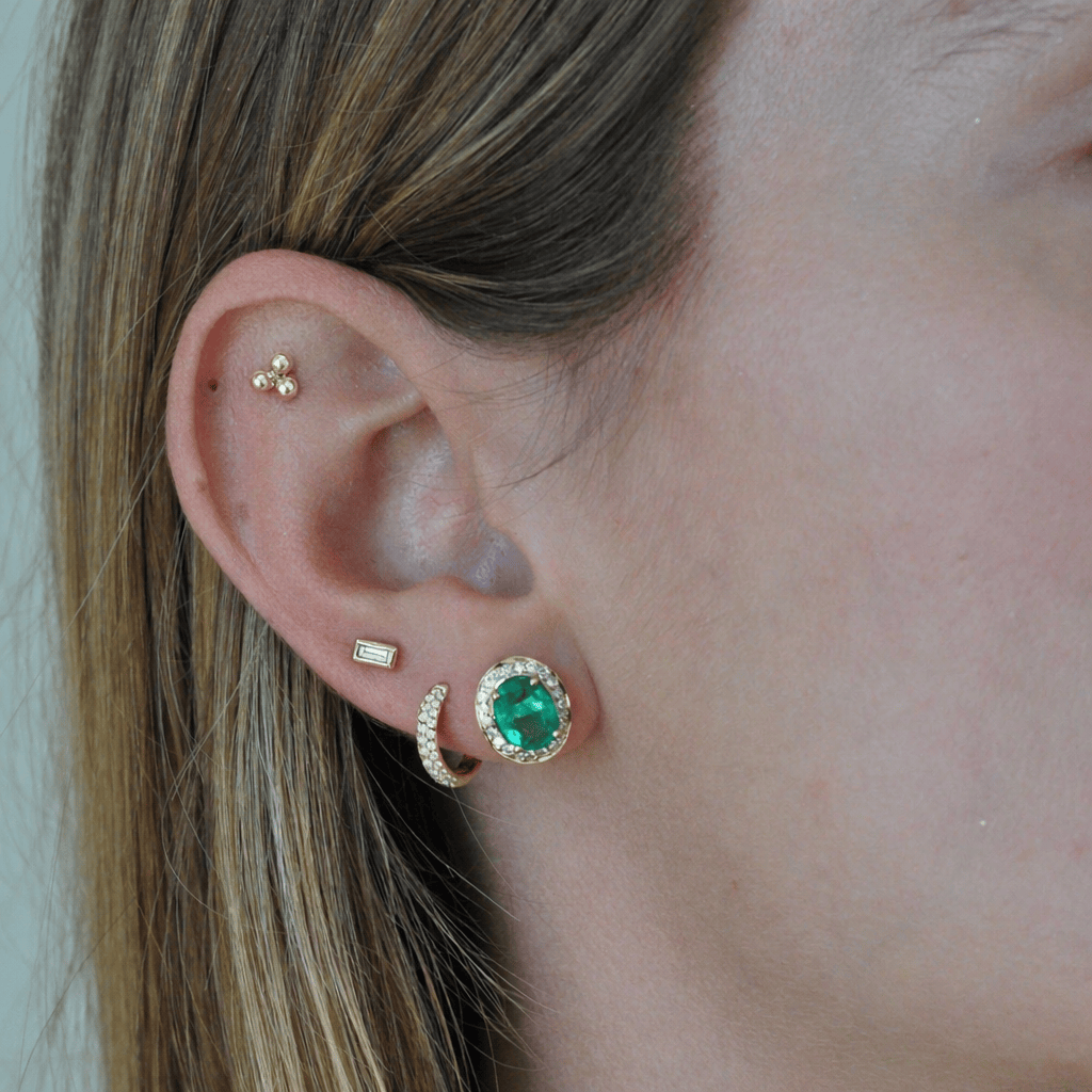 Curated Los Angeles EARRINGS Three Row Pave Diamond Huggies